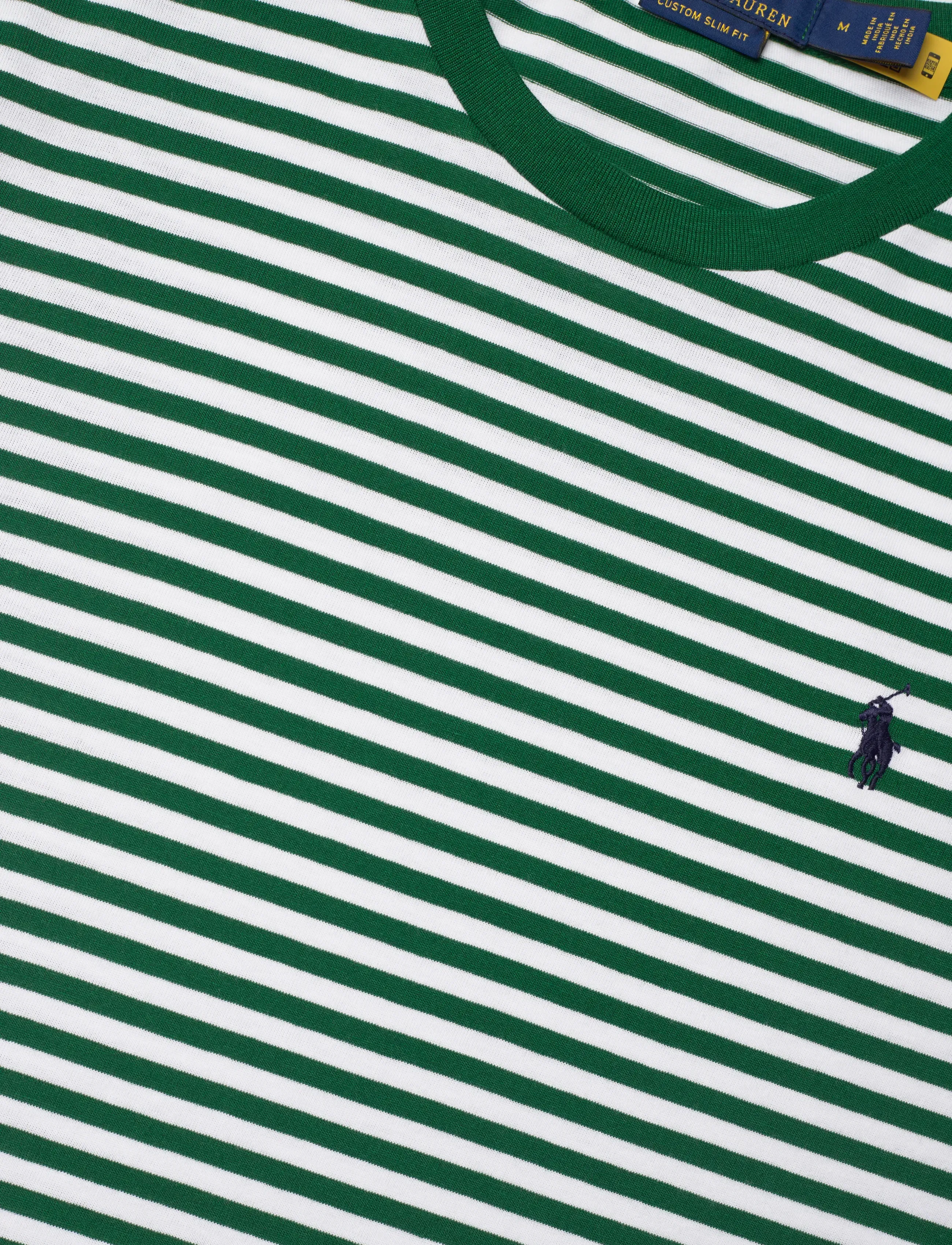 Polo Ralph Lauren - Custom Slim Fit Striped Jersey T-Shirt - short-sleeved t-shirts - new forest/white - 2