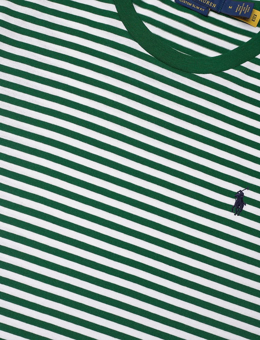 Polo Ralph Lauren - Custom Slim Fit Striped Jersey T-Shirt - short-sleeved t-shirts - new forest/white - 2