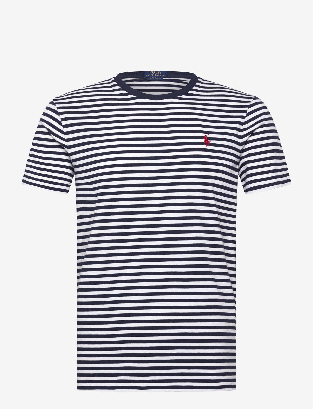 Polo Ralph Lauren - Custom Slim Fit Striped Jersey T-Shirt - lühikeste varrukatega t-särgid - newport navy/whit - 1
