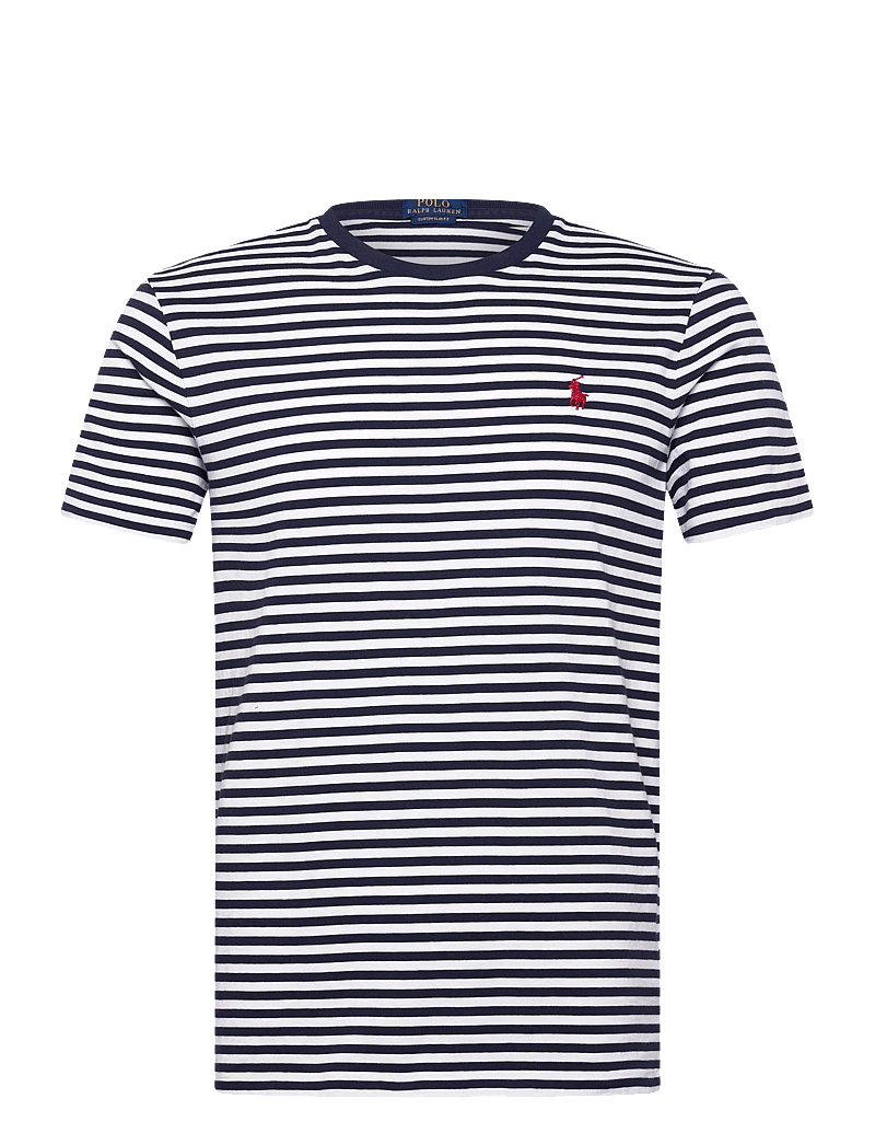 Polo Ralph Lauren - Custom Slim Fit Striped Jersey T-Shirt - lühikeste varrukatega t-särgid - newport navy/whit - 1
