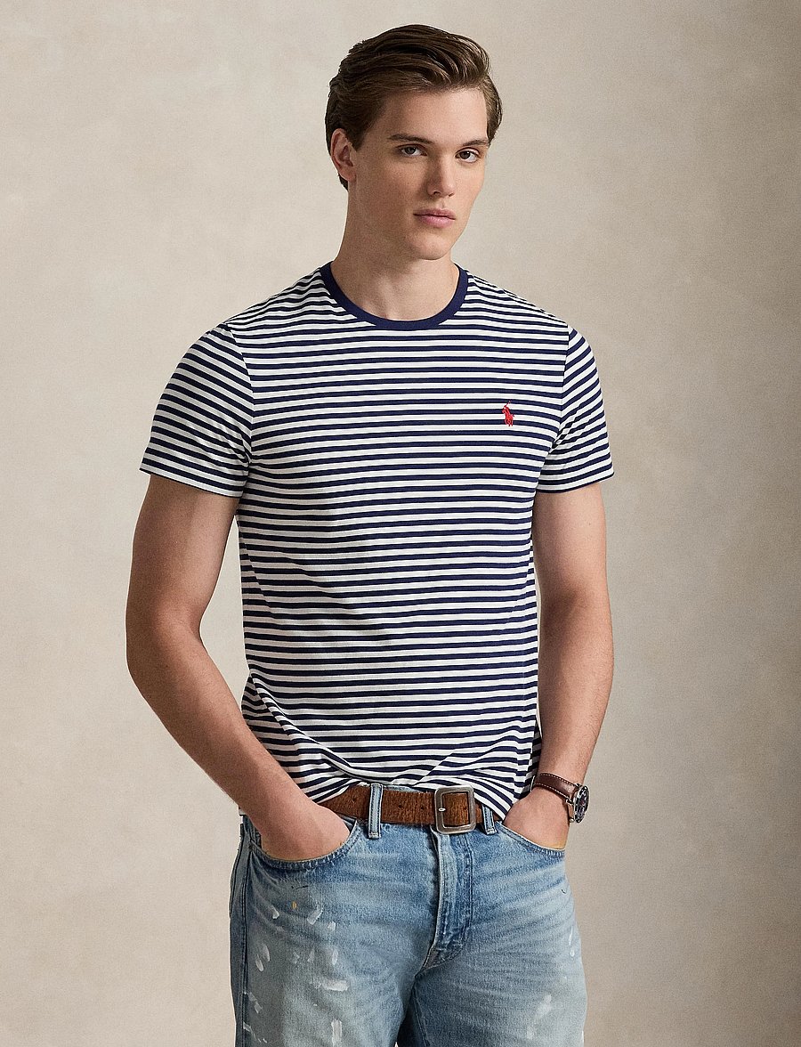 Polo Ralph Lauren - Custom Slim Fit Striped Jersey T-Shirt - kurzärmelig - newport navy/whit - 3