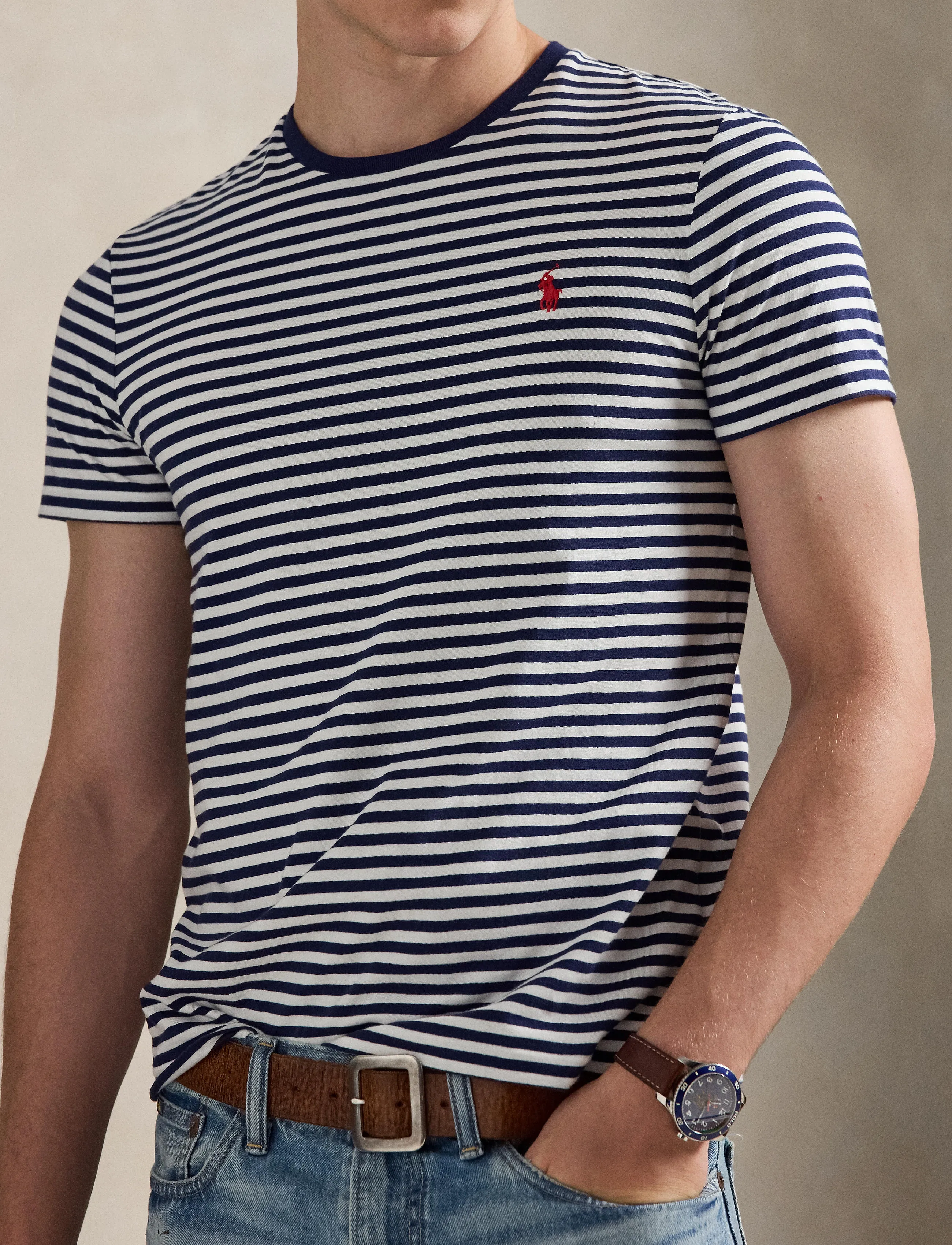 Custom Slim Fit Striped Jersey T-Shirt 3