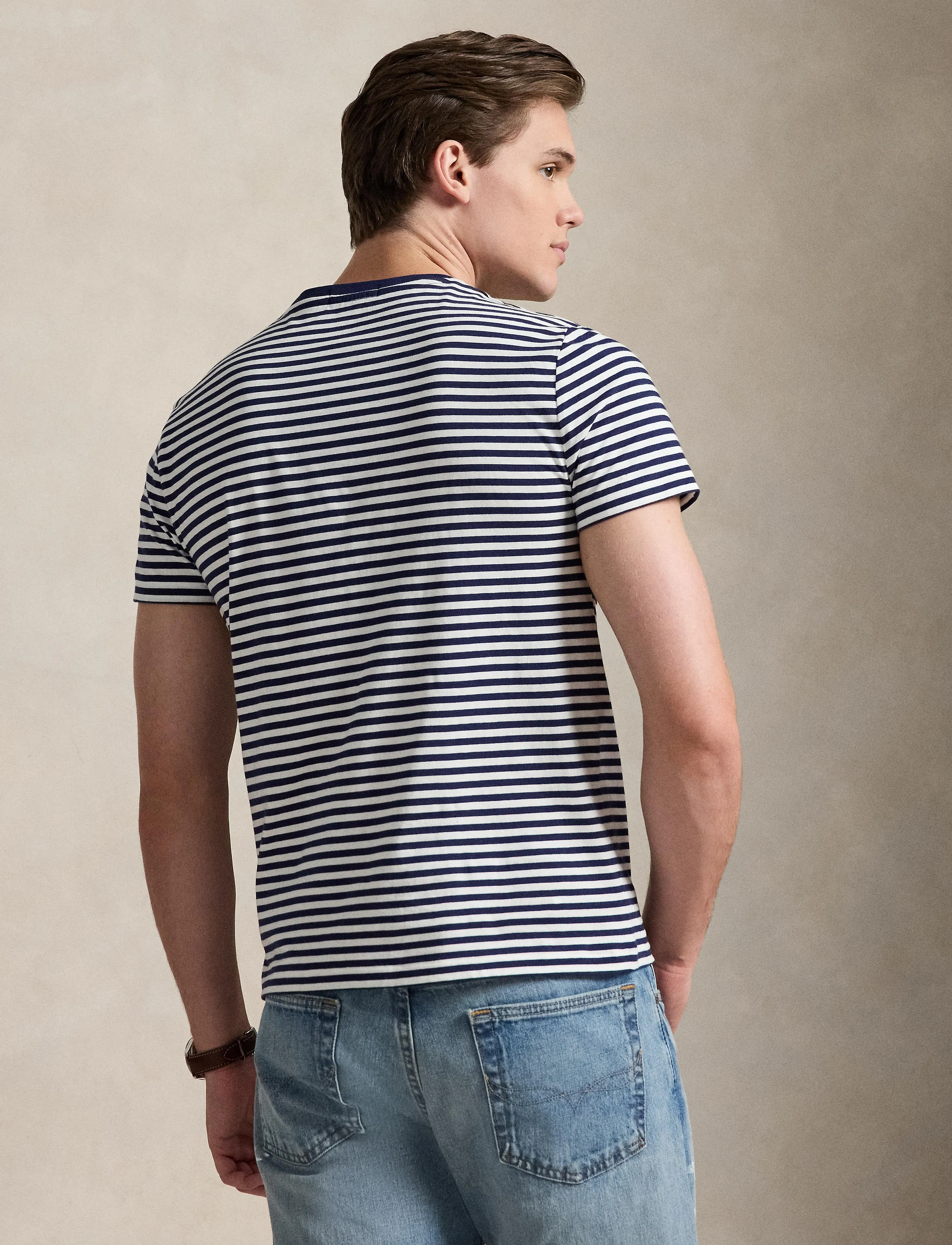 Custom Slim Fit Striped Jersey T-Shirt 5