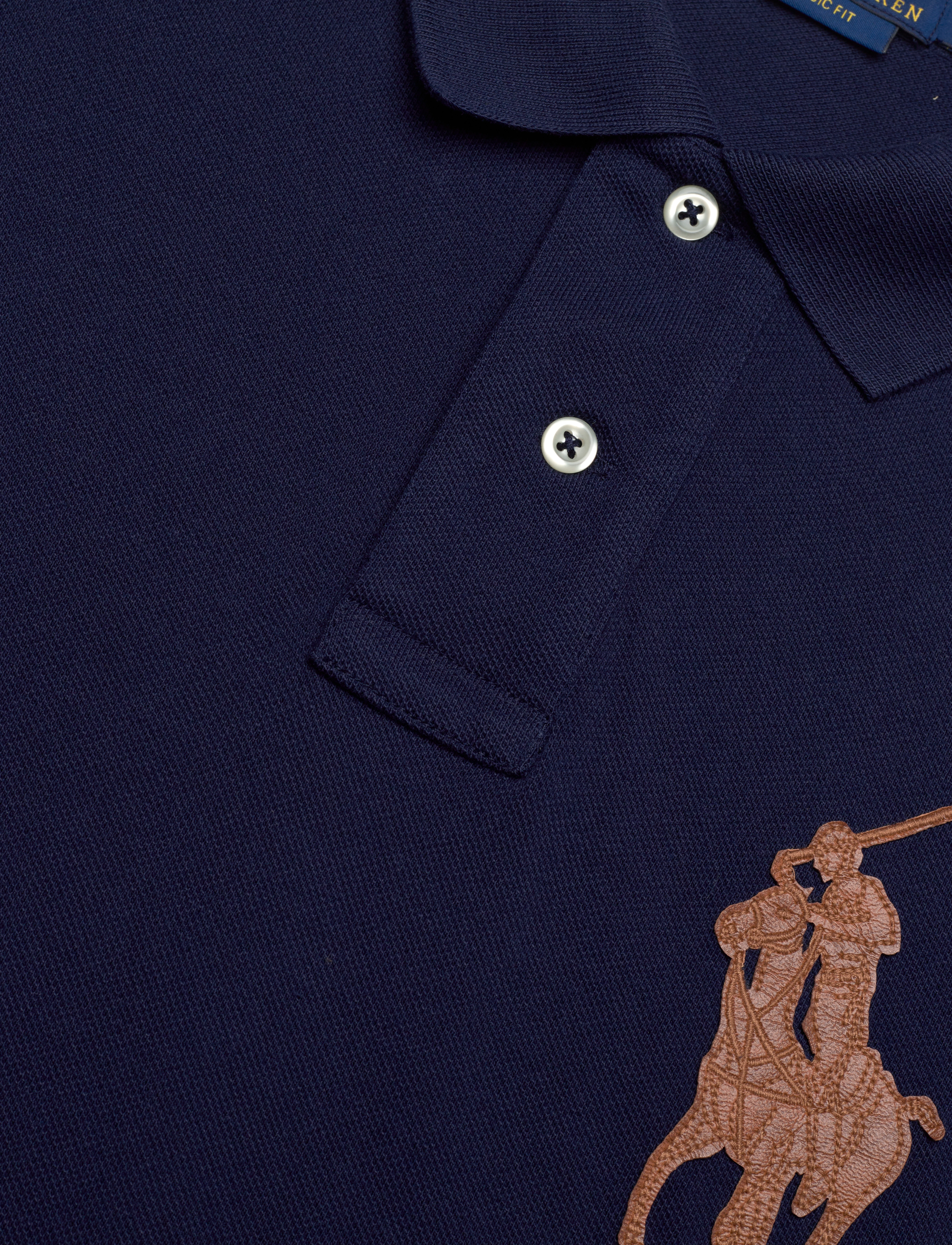 Polo Ralph Lauren - Classic Fit Leather-Pony Mesh Polo Shirt - refined navy - 2