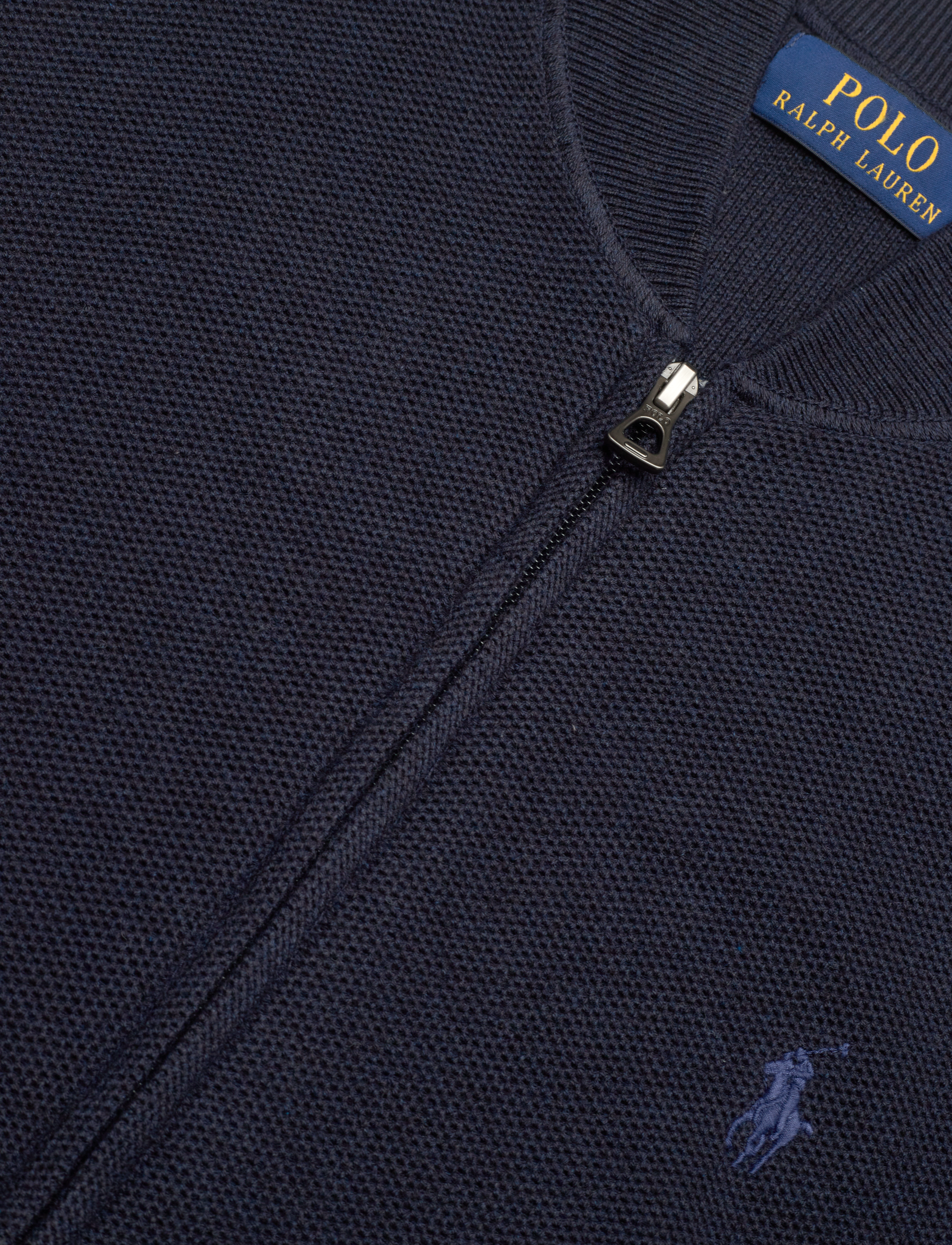 Polo Ralph Lauren - Mesh-Knit Cotton Full-Zip Sweater - navy hthr - 2
