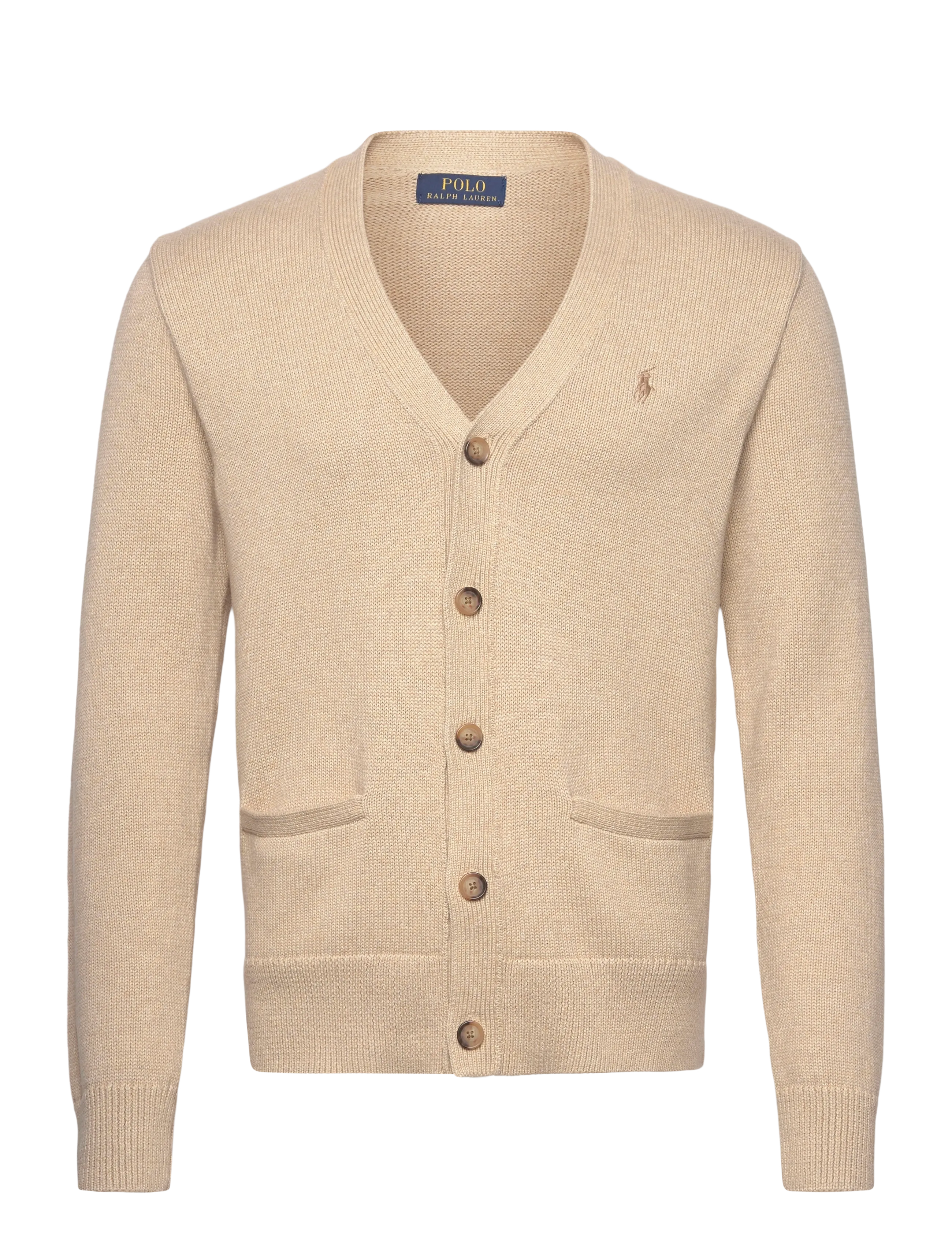 Polo Ralph Lauren Cotton V-Neck Cardigan, Mænd, V-Hals Cardigan, Beige, Str: XXL