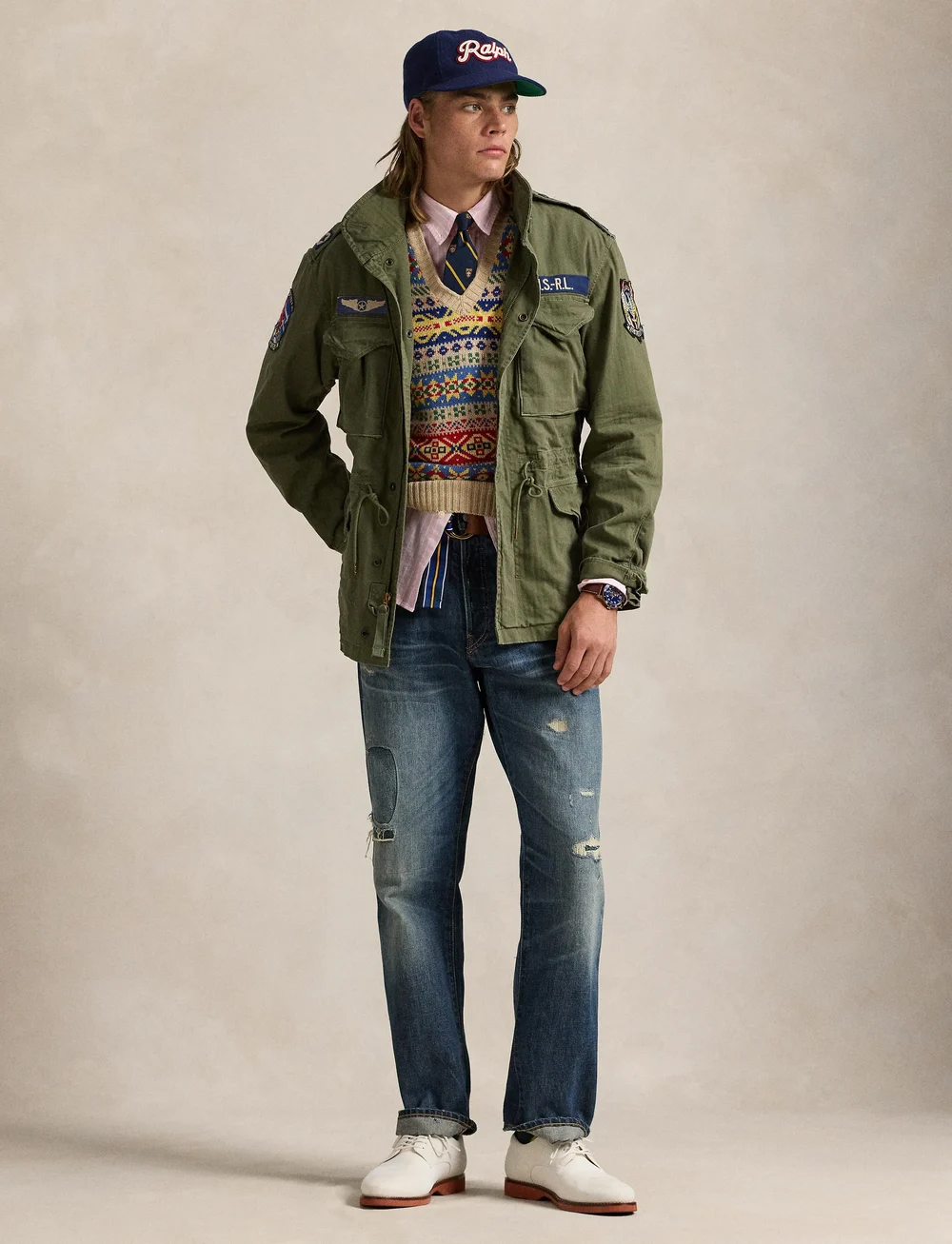 Polo Ralph Lauren - 10/1 HERRINGBONE-ICNC FLD JKT - light jackets - olive mountain w - 0