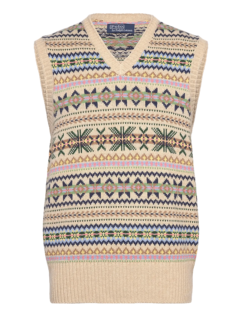 Polo Ralph Lauren - Fair Isle Cotton-Cashmere Sweater Vest - gestrickte westen - tan combo - 0
