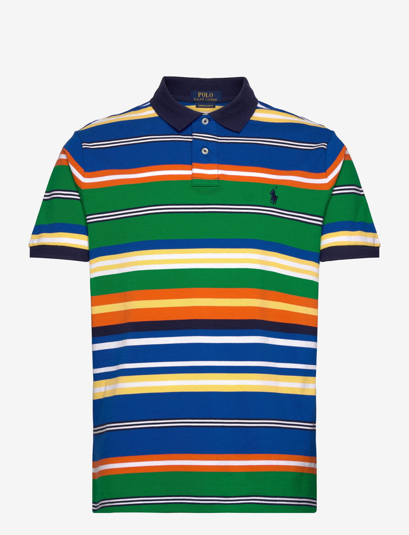 Polo Ralph Lauren - Custom Slim Fit Striped Mesh Polo Shirt - kortärmade pikéer - cruise green mult - 0