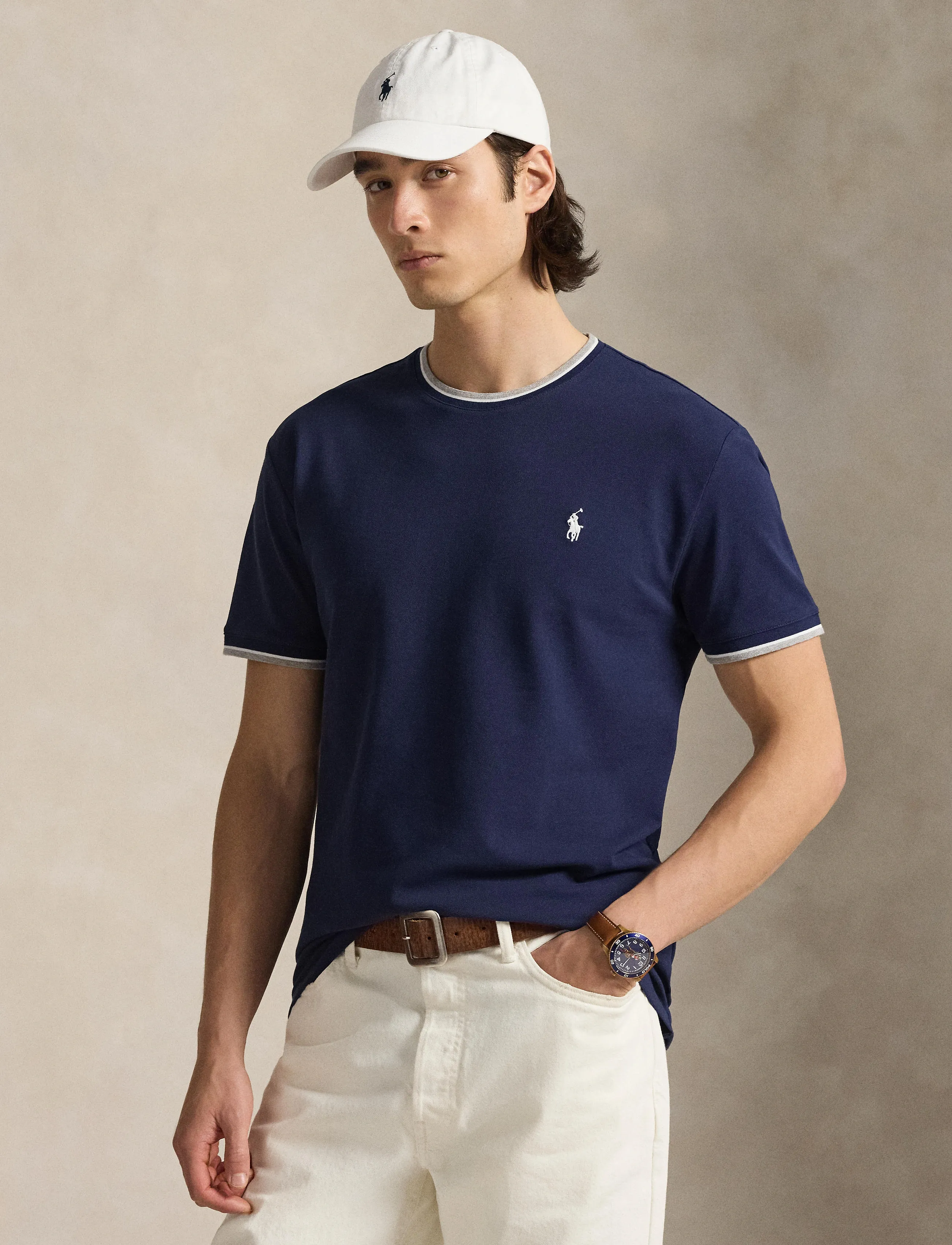 Polo Ralph Lauren STRETCH MESH-SSL-TSH - Clothing - NEWPORT NAVY/C173 / blue