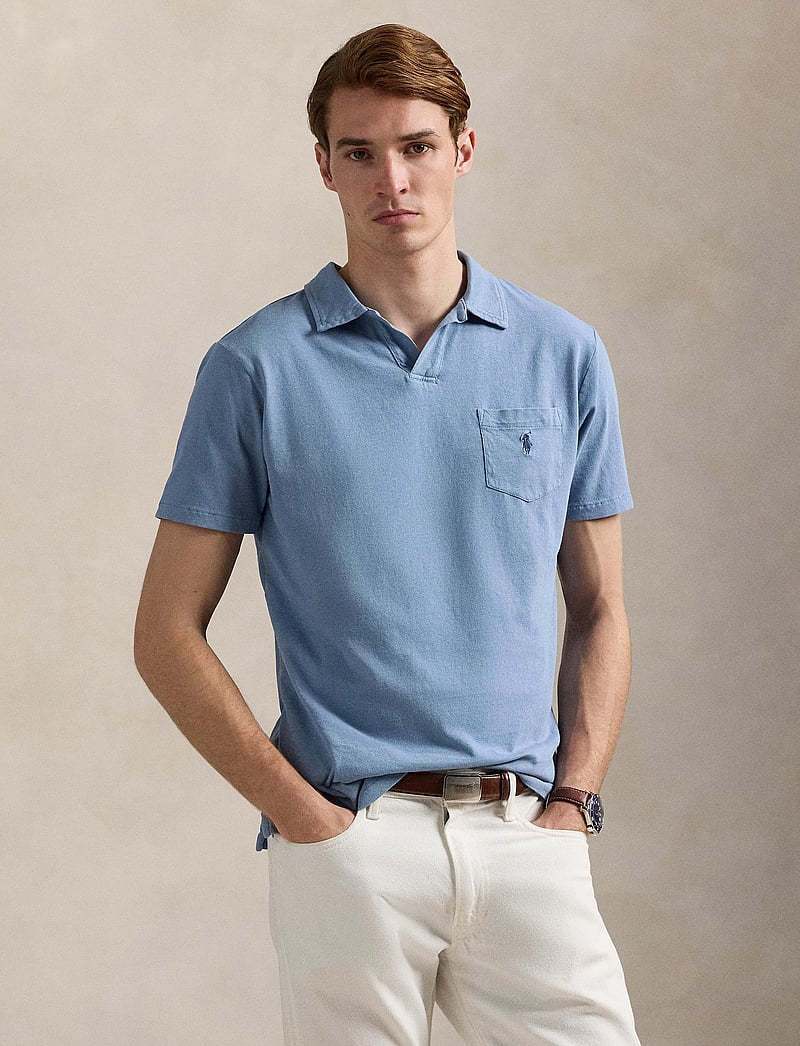 Polo Ralph Lauren - Standard Fit Cotton-Linen Polo Shirt - kortærmede poloer - channel blue - 3