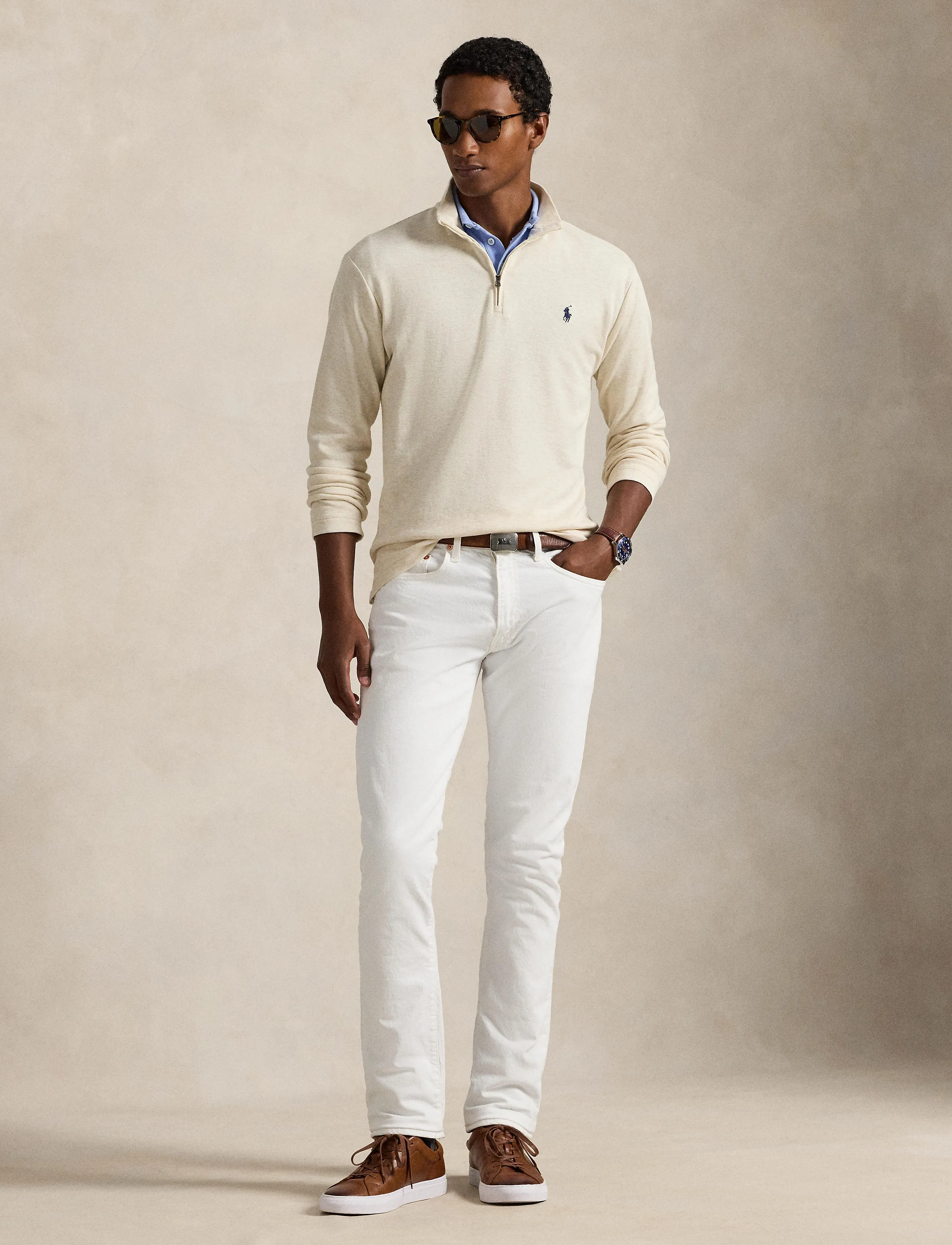 Polo Ralph Lauren Jacquard Quarter-Zip Pullover - Shop efter anledning - CHALK HEATHER / cream