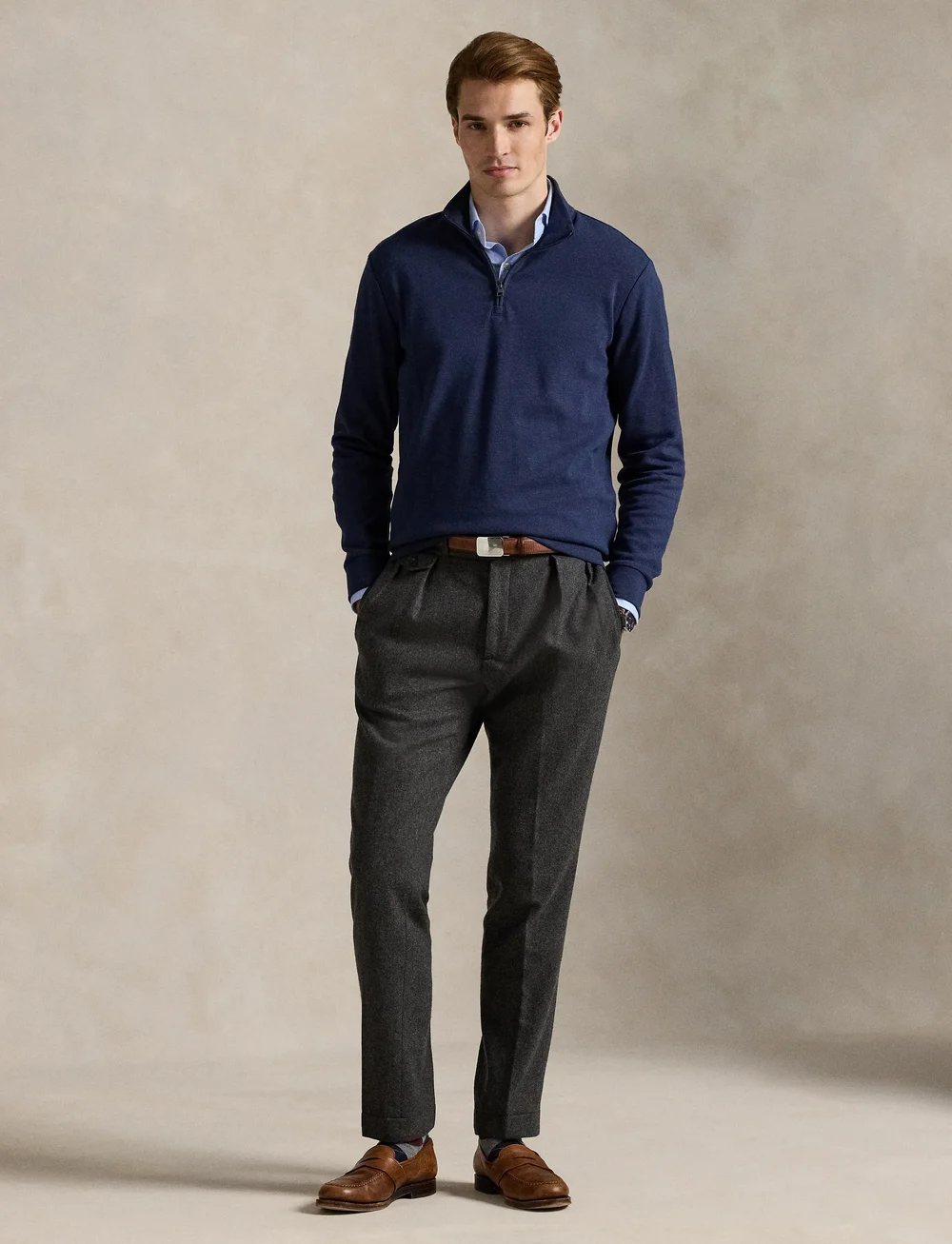 Polo Ralph Lauren - Textured Double-Knit Pullover - half zip - spring navy hthr - 0