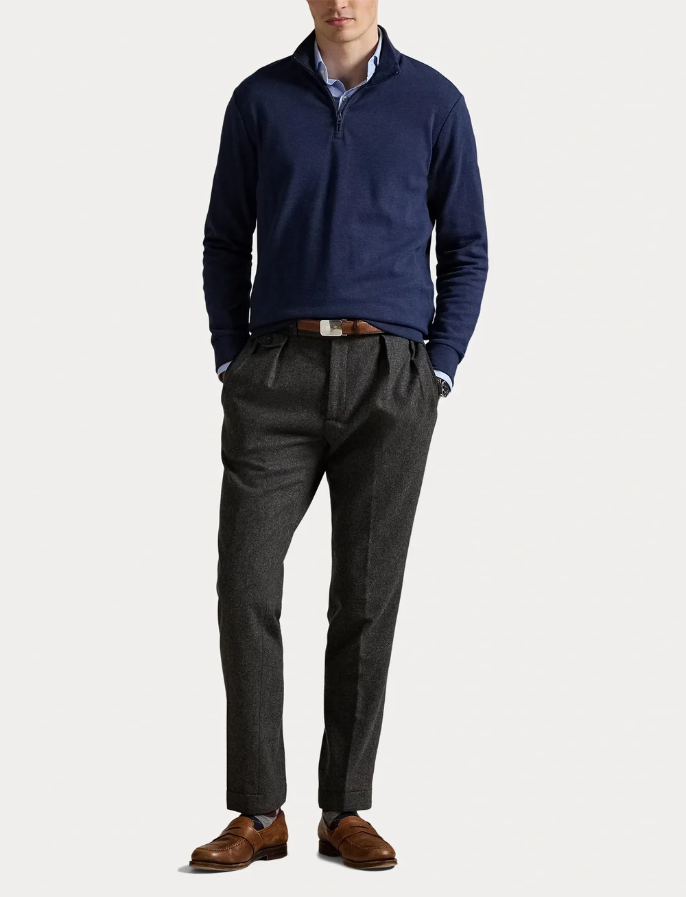 Polo Ralph Lauren - Textured Double-Knit Pullover - half zip - spring navy hthr - 4