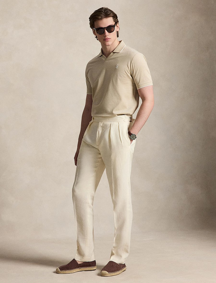 Polo Ralph Lauren - Jacquard Mesh Polo Shirt - kurzärmelig - coastal beige/whi - 0