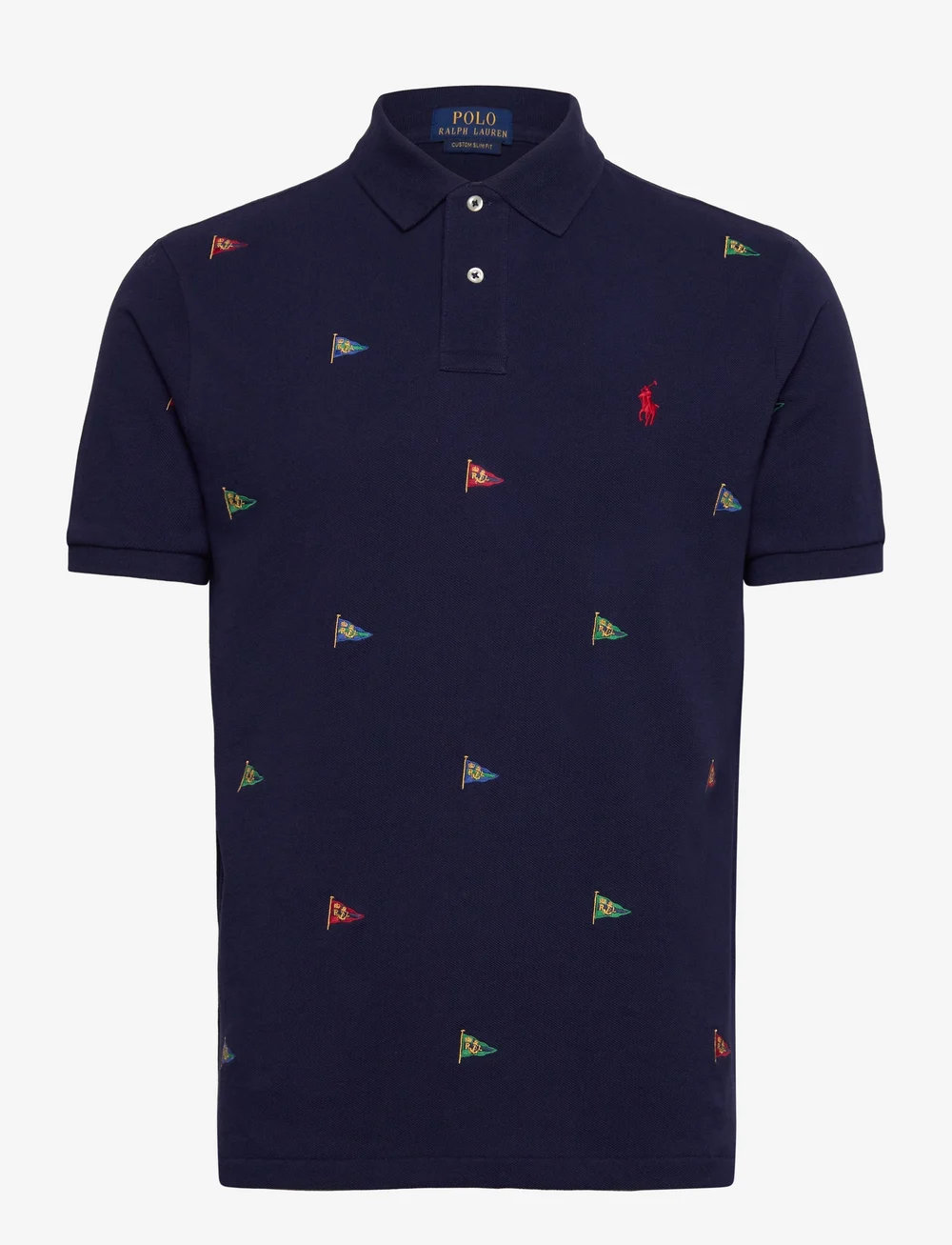 Polo Ralph Lauren - Custom Slim Flag-Embroidered Polo Shirt - kurzärmelig - newport navy - 0
