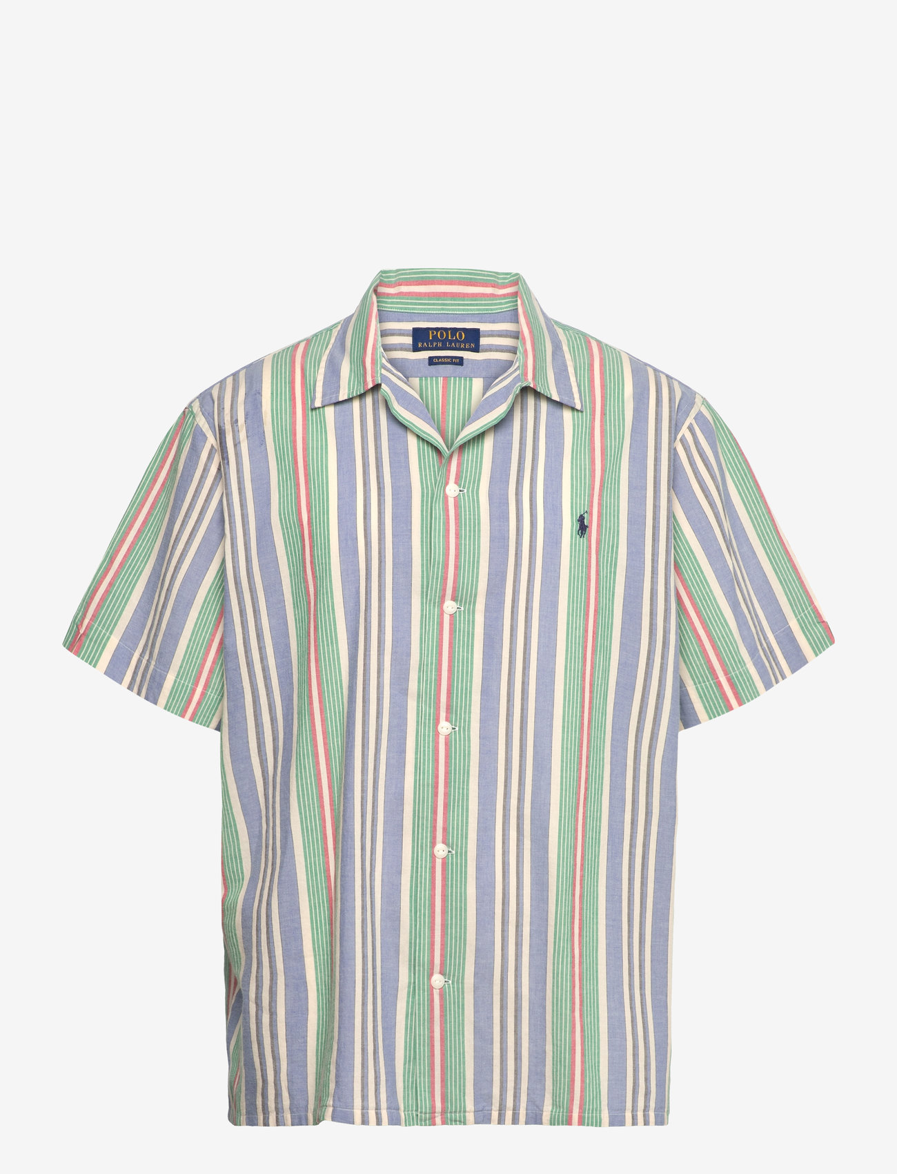 Polo Ralph Lauren - Classic Fit Striped Chambray Camp Shirt - kurzarmhemden - 6724 blue/green m - 0