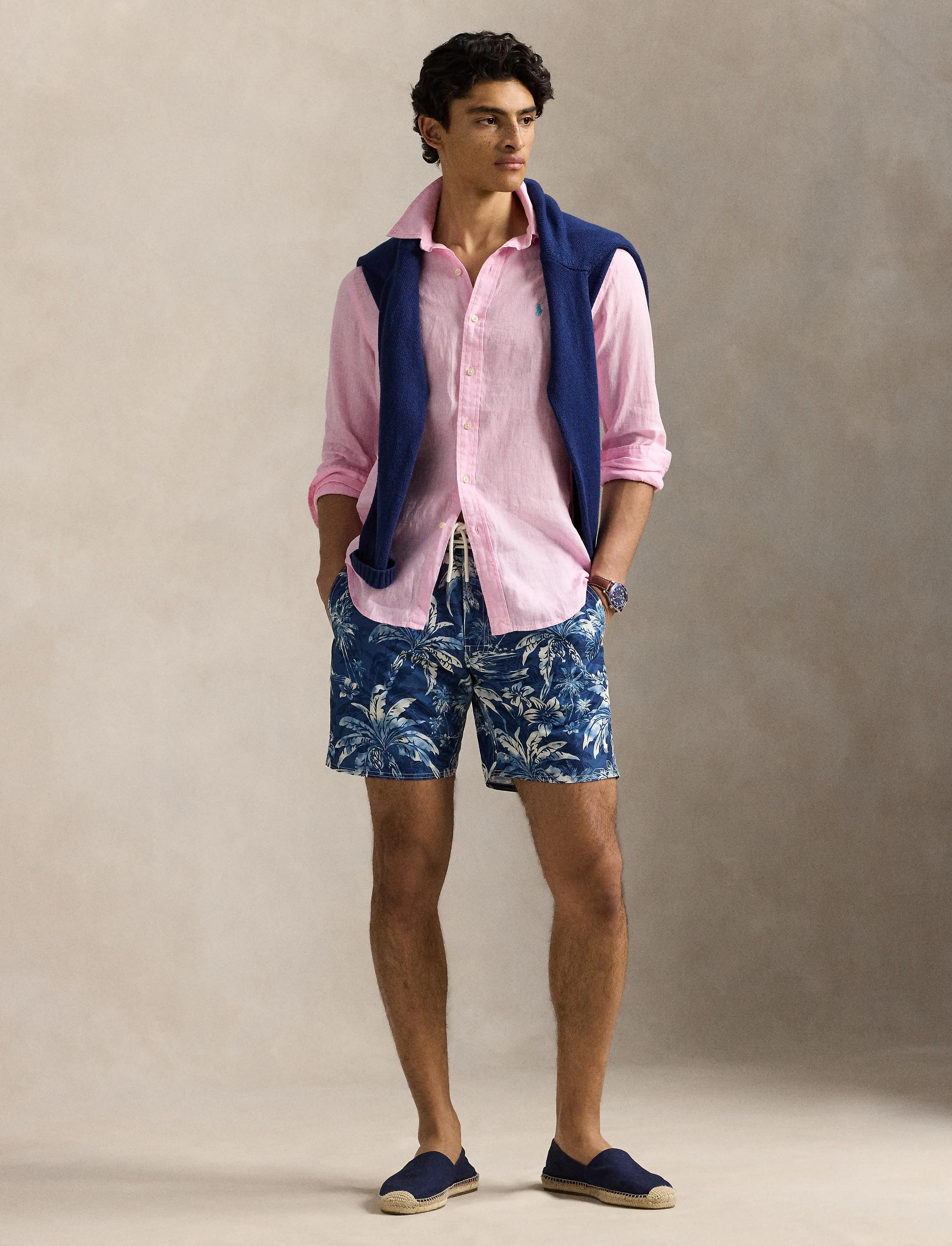 Polo Ralph Lauren Custom Fit Linen Shirt, Mænd, Skræddersyet Hørskjorte, Pink, Str: XL