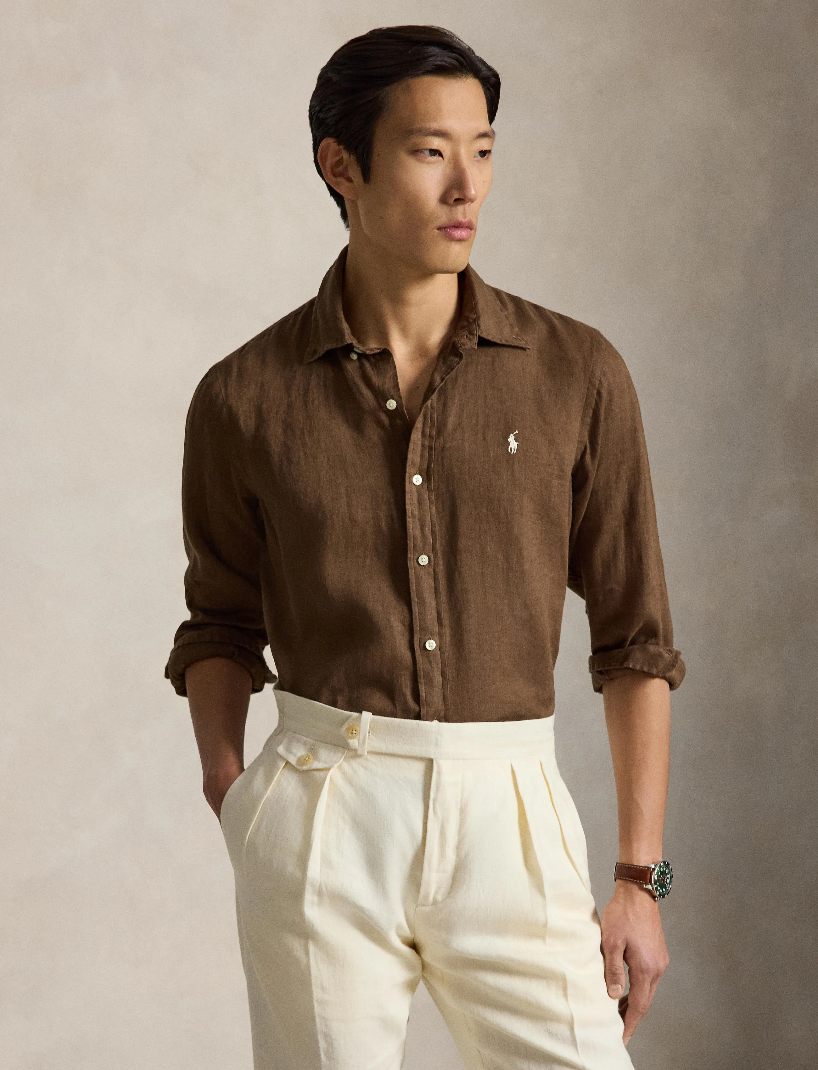 Polo Ralph Lauren - 17/1 PD LINEN V1-CUBDPPCS - leinenhemden - chestnut - 3
