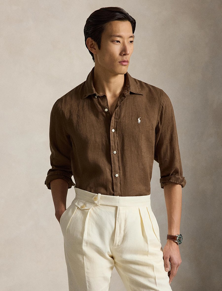 Polo Ralph Lauren - 17/1 PD LINEN V1-CUBDPPCS - leinenhemden - chestnut - 3