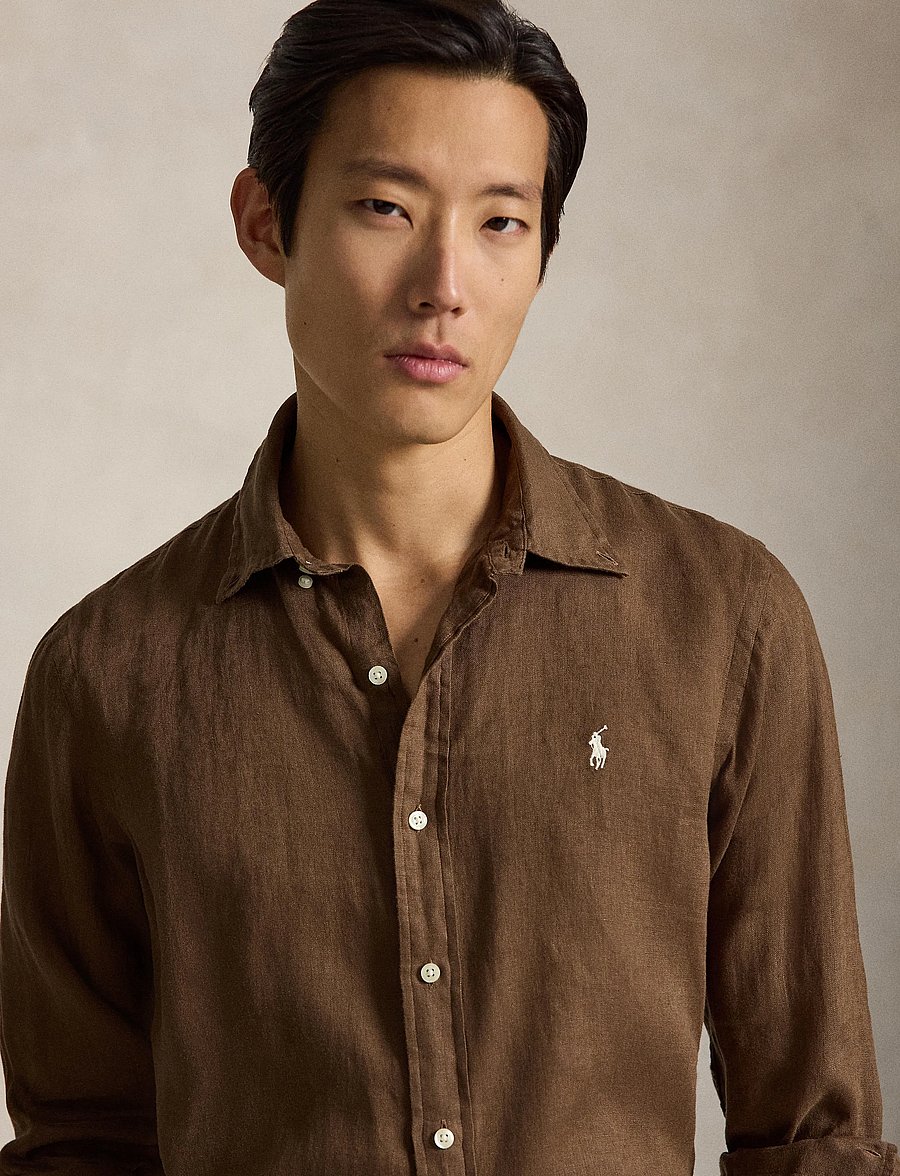 Polo Ralph Lauren - 17/1 PD LINEN V1-CUBDPPCS - leinenhemden - chestnut - 4