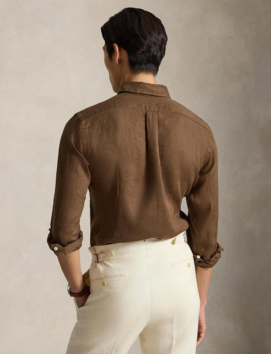 Polo Ralph Lauren - 17/1 PD LINEN V1-CUBDPPCS - leinenhemden - chestnut - 5