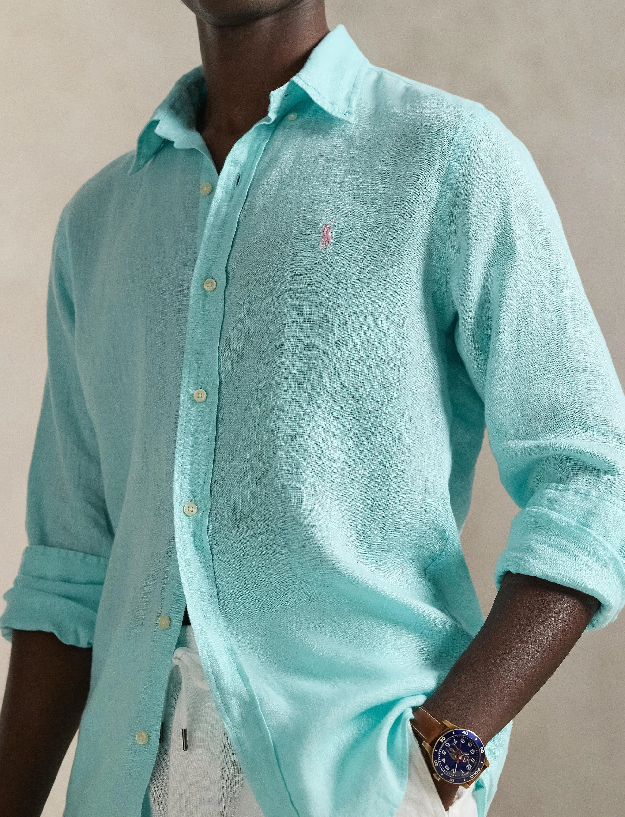 Polo Ralph Lauren - 17/1 PD LINEN V1-CUBDPPCS - linased särgid - new aqua - 4