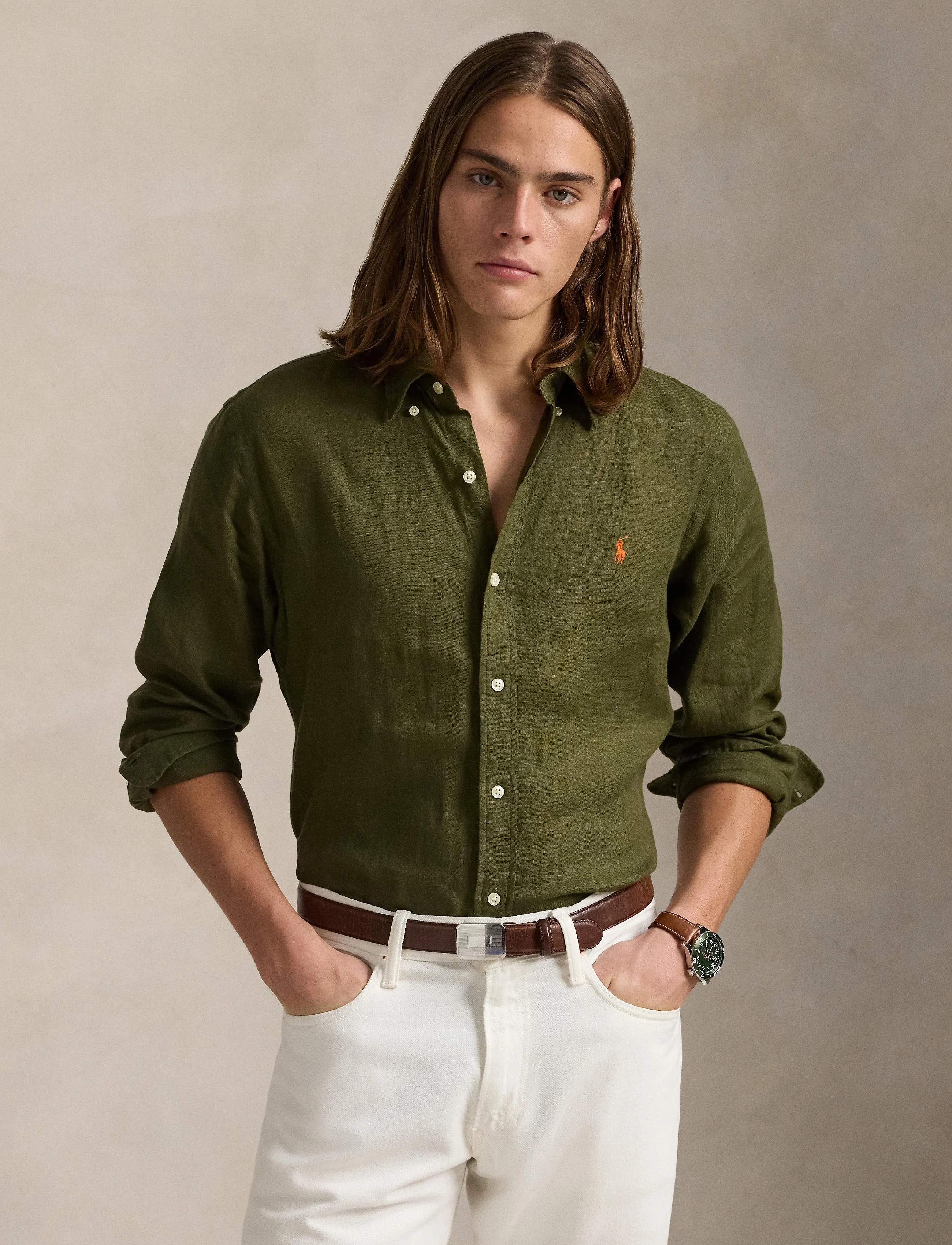 Polo Ralph Lauren 17/1 PD LINEN V1-CUBDPPCS - Hemden - NEW OLIVE / green