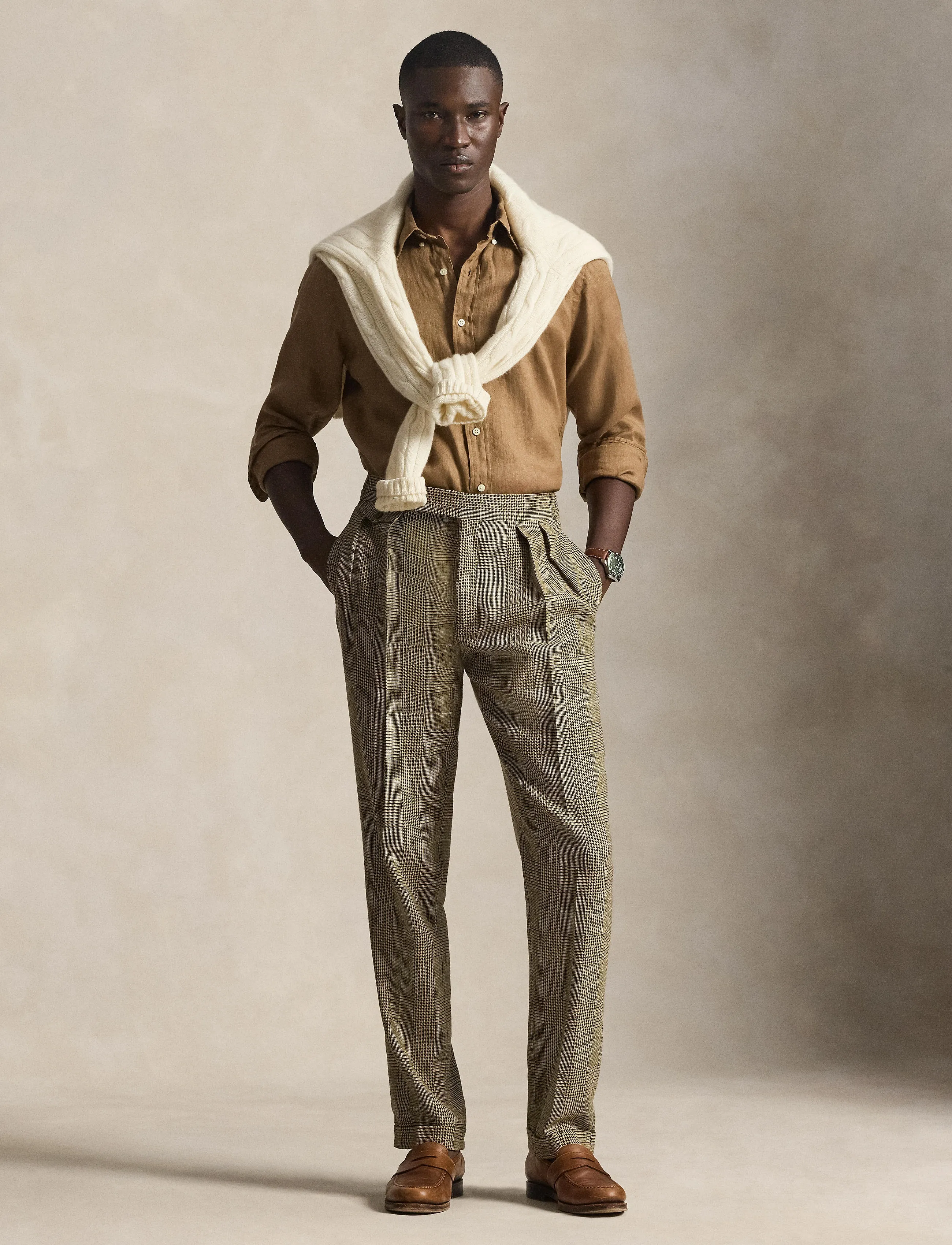 Polo Ralph Lauren Custom Fit Linen Shirt, L, Shirts, Braun - Männerswear
