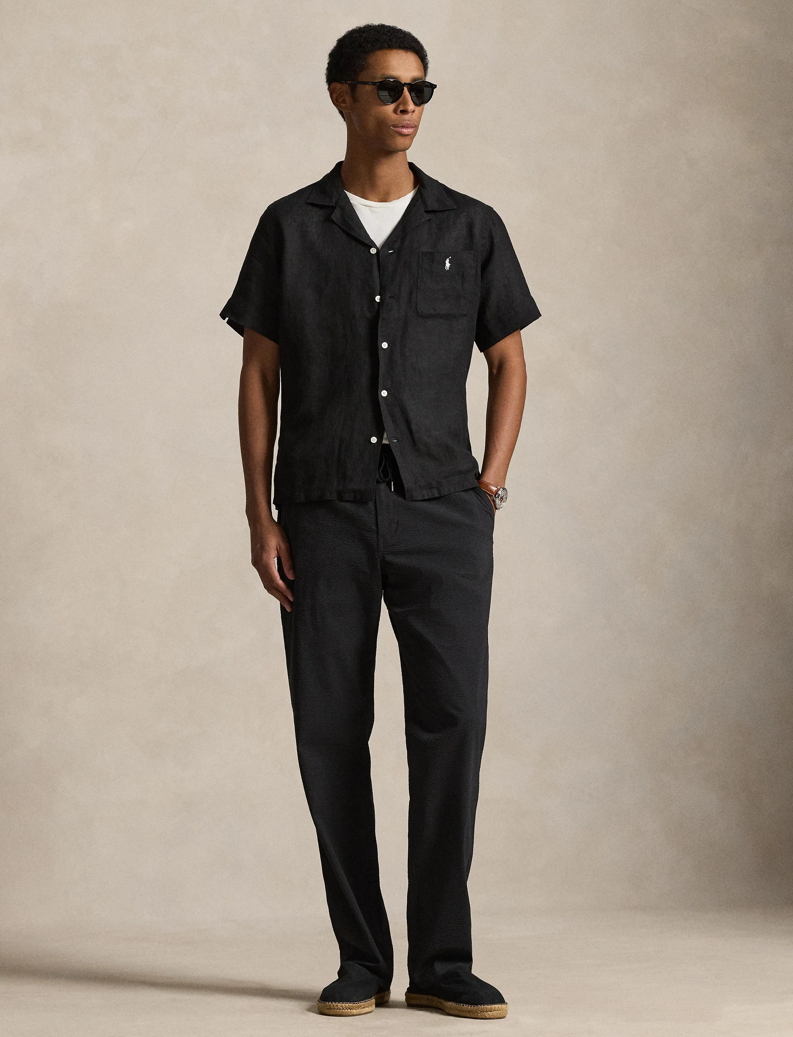 Polo Ralph Lauren Classic Fit Linen Camp Shirt - Overhemden - POLO BLACK / black