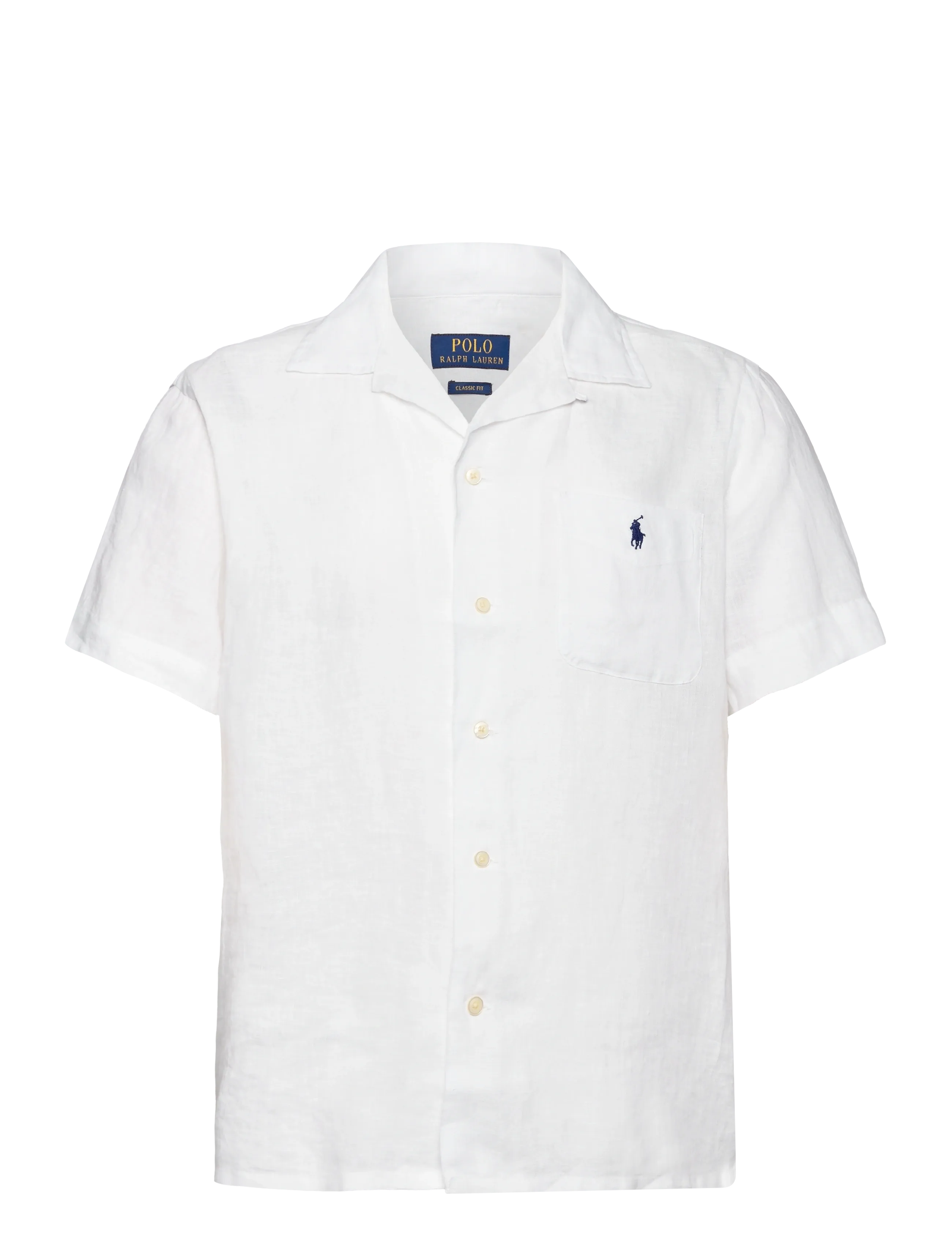 Classic Fit Linen Camp Shirt - WHITE