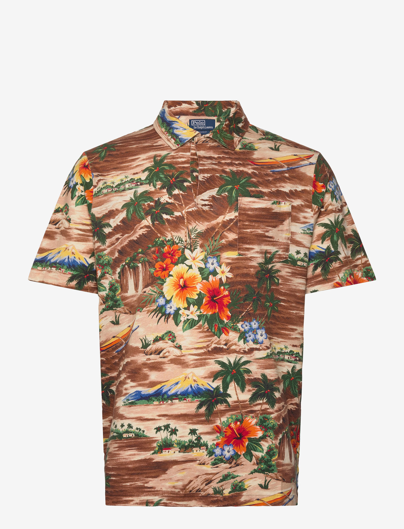 Polo Ralph Lauren - Classic Fit Tropical Linen-Cotton Polo - kortärmade pikéer - outrigger scenic - 0