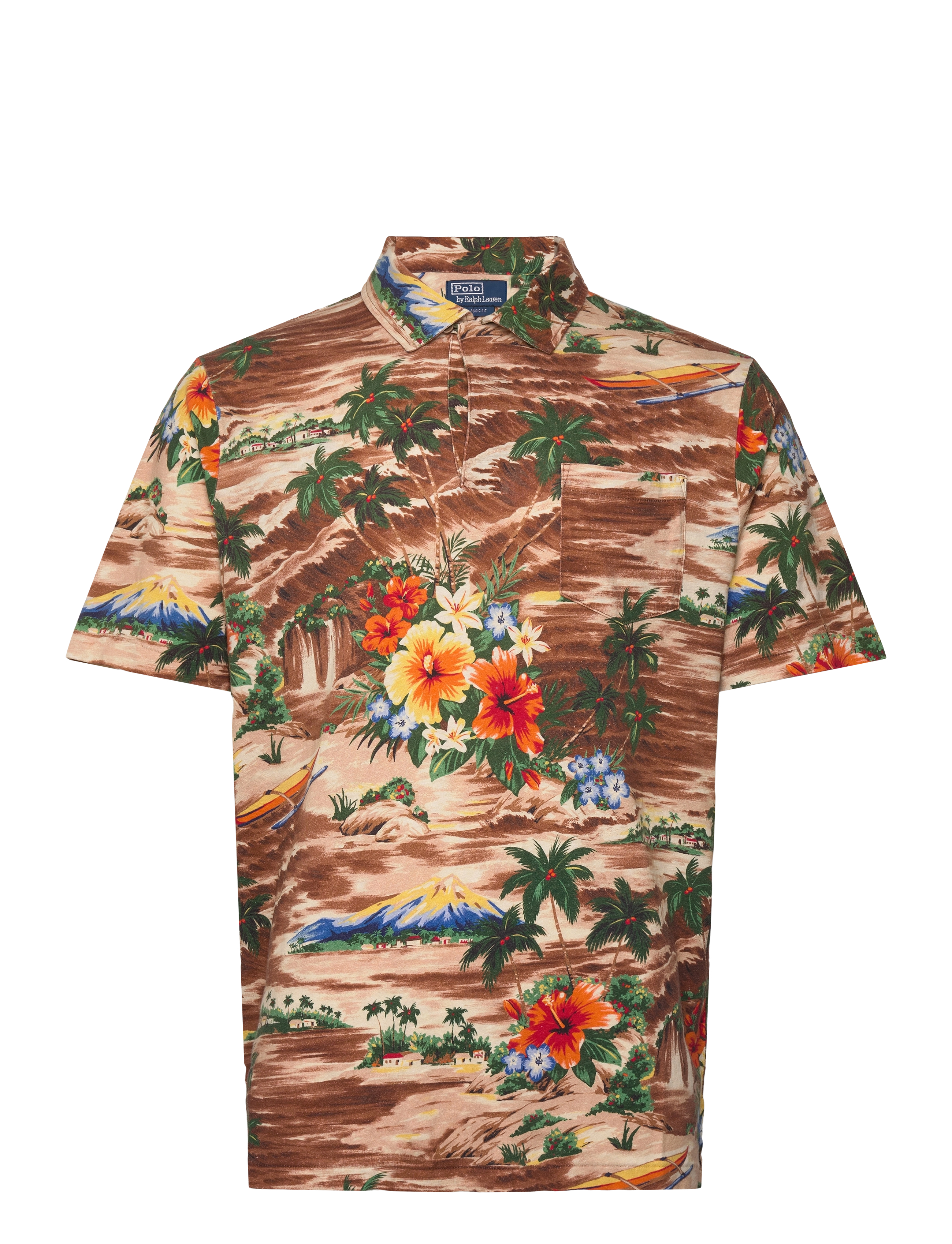Classic Fit Tropical Linen-Cotton Polo - OUTRIGGER SCENIC