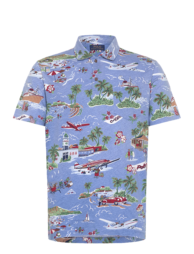 Polo Ralph Lauren - COTTON LINEN JERSEY-SSL-PSH - kortærmede poloer - on holiday bear p - 0