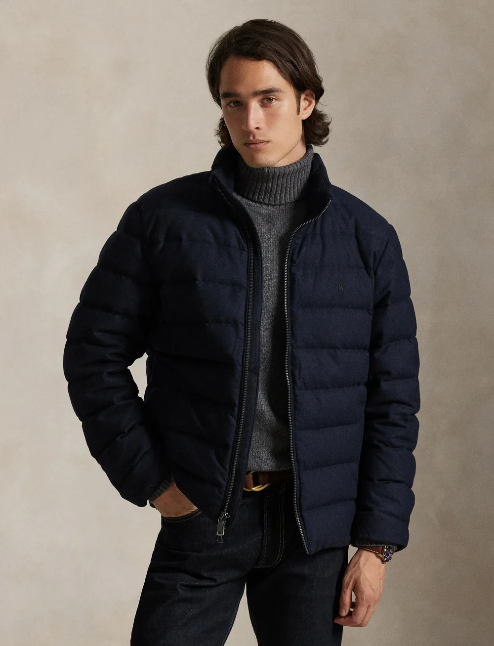 Polo Ralph Lauren - The Colden Herringbone Down Jacket - fodrade jackor - navy - 3