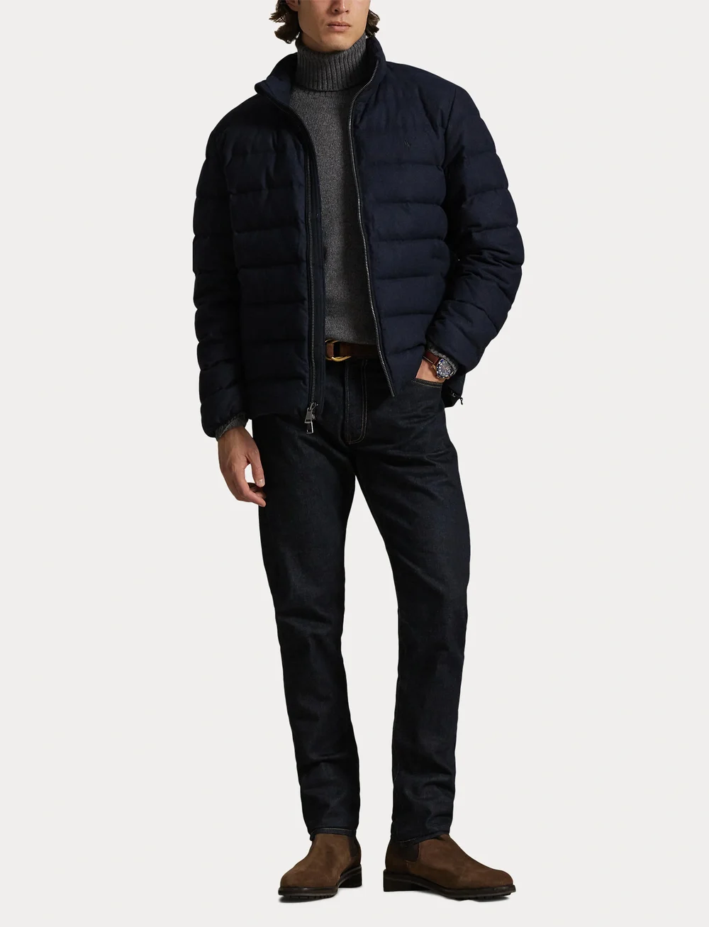 Polo Ralph Lauren - The Colden Herringbone Down Jacket - fodrade jackor - navy - 4
