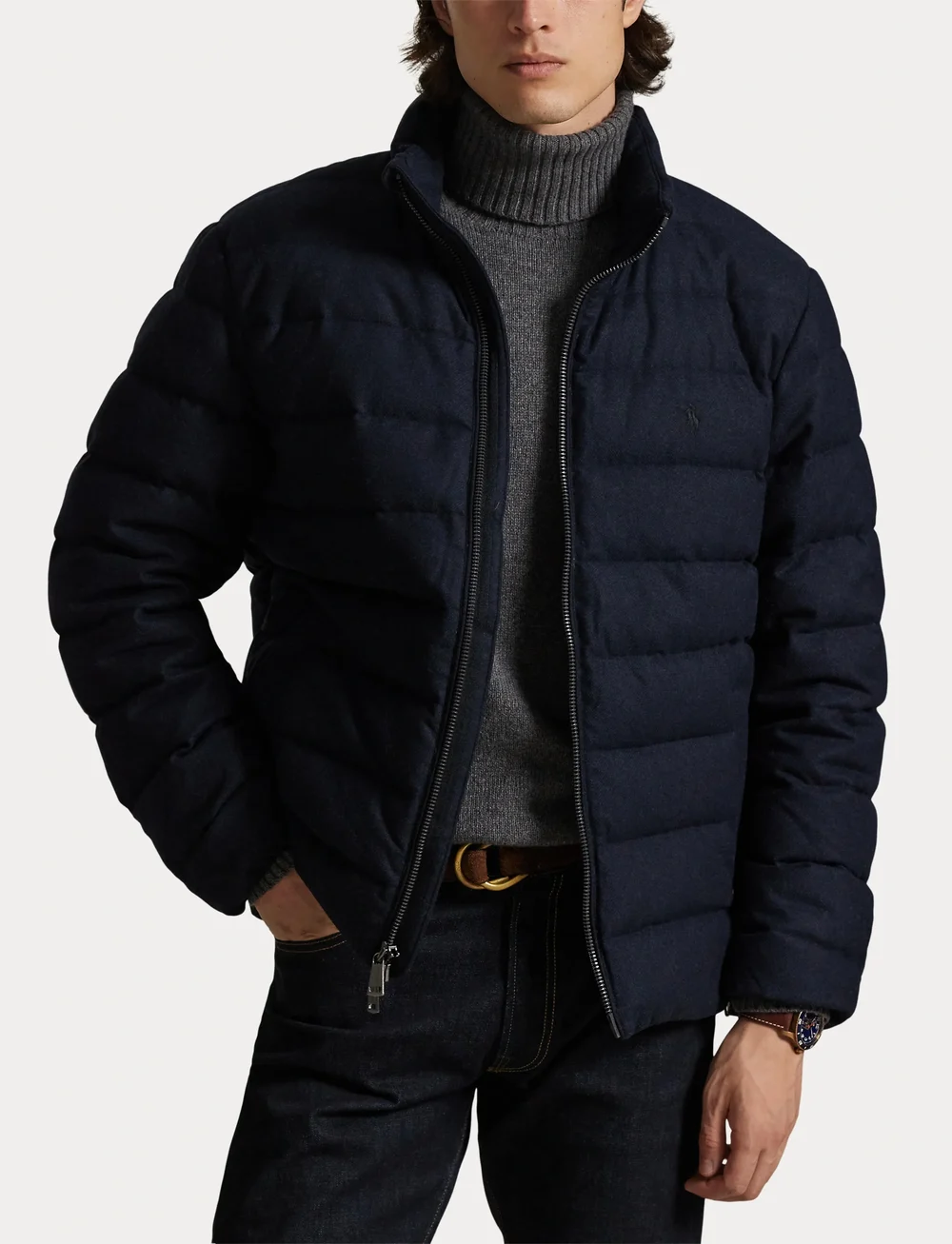Polo Ralph Lauren - The Colden Herringbone Down Jacket - fodrade jackor - navy - 5