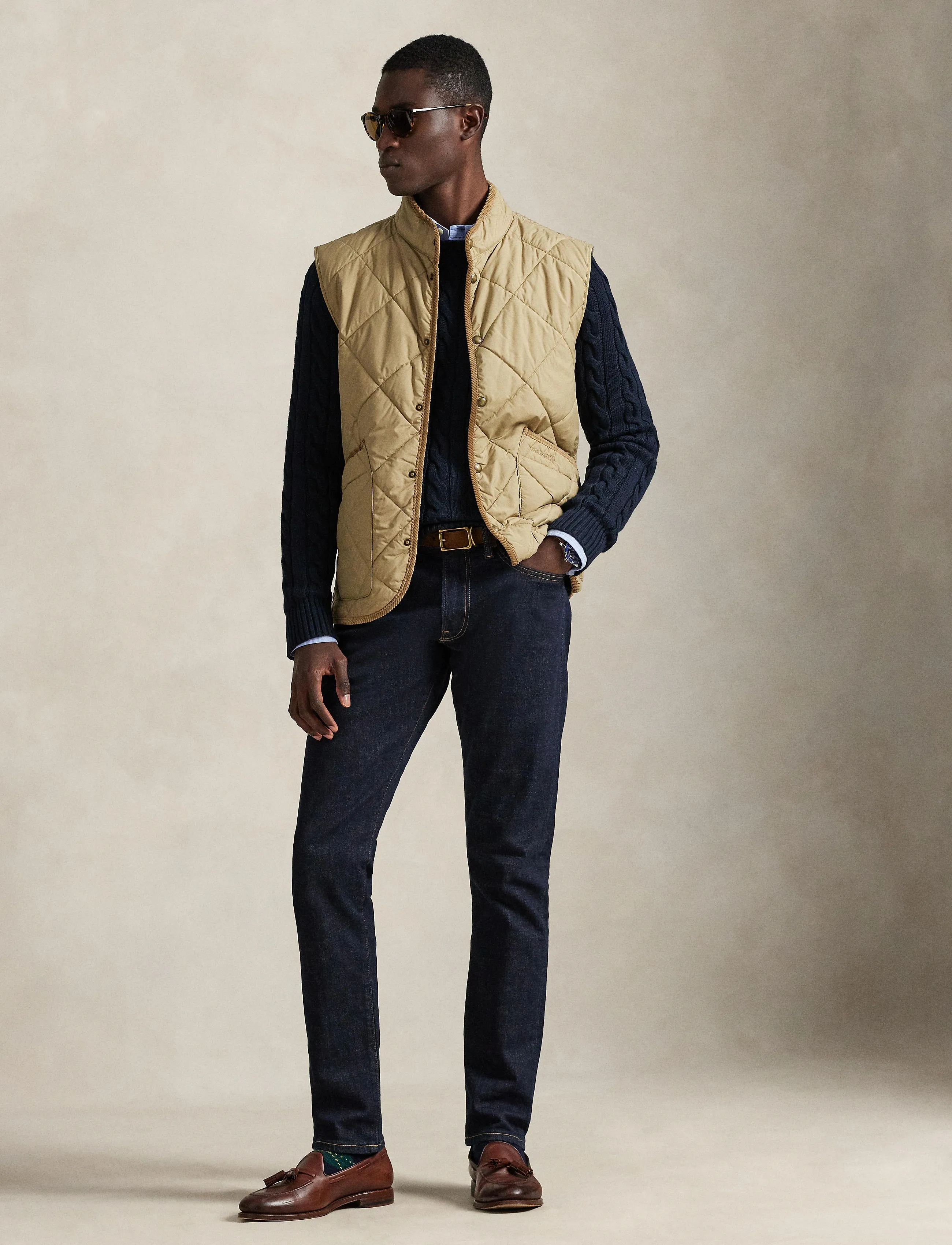 Polo Ralph Lauren The Hurston Quilted Utility Vest - Vests - DESERT KHAKI / beige