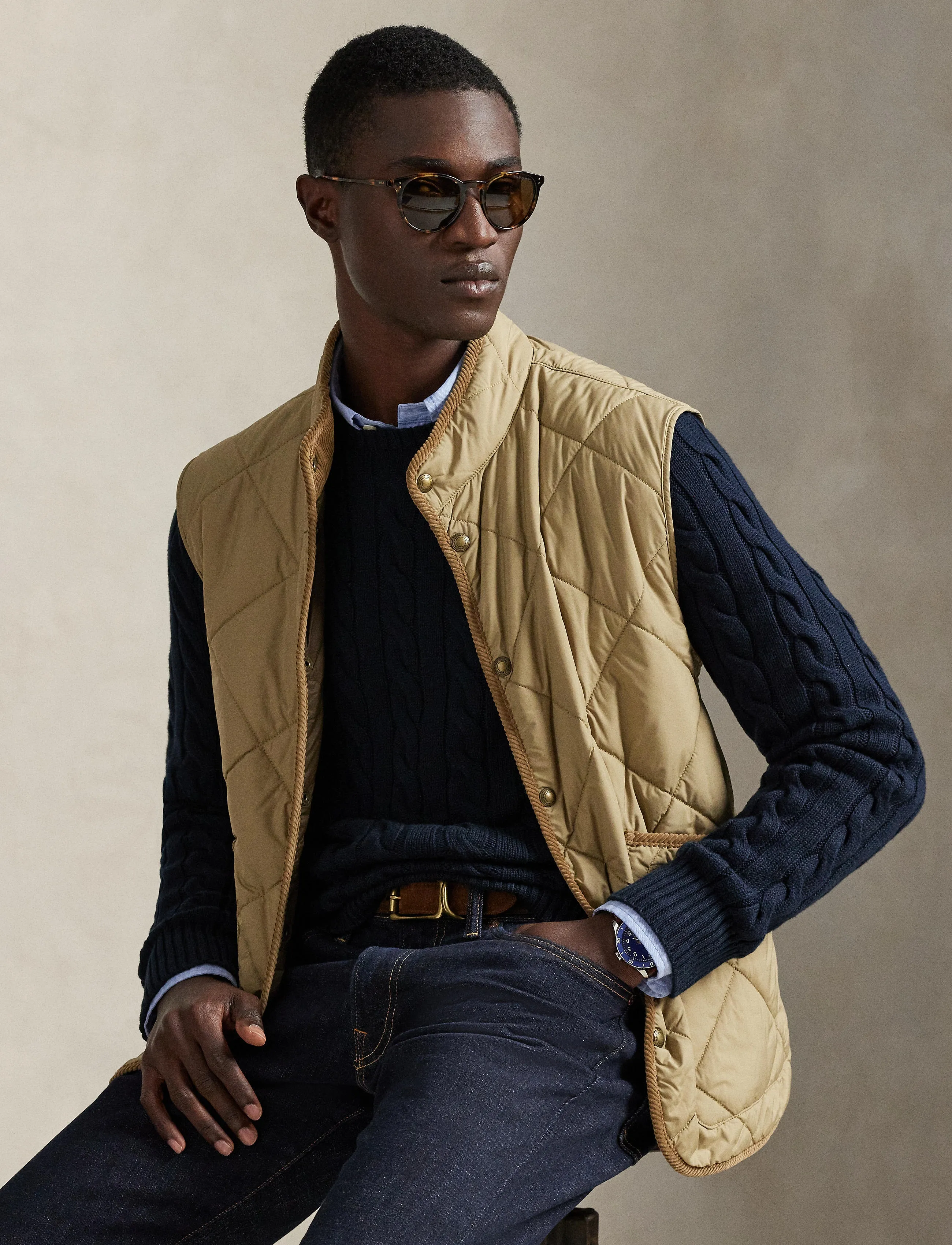 Polo Ralph Lauren The Hurston Quilted Utility Vest - Designers - DESERT KHAKI / beige