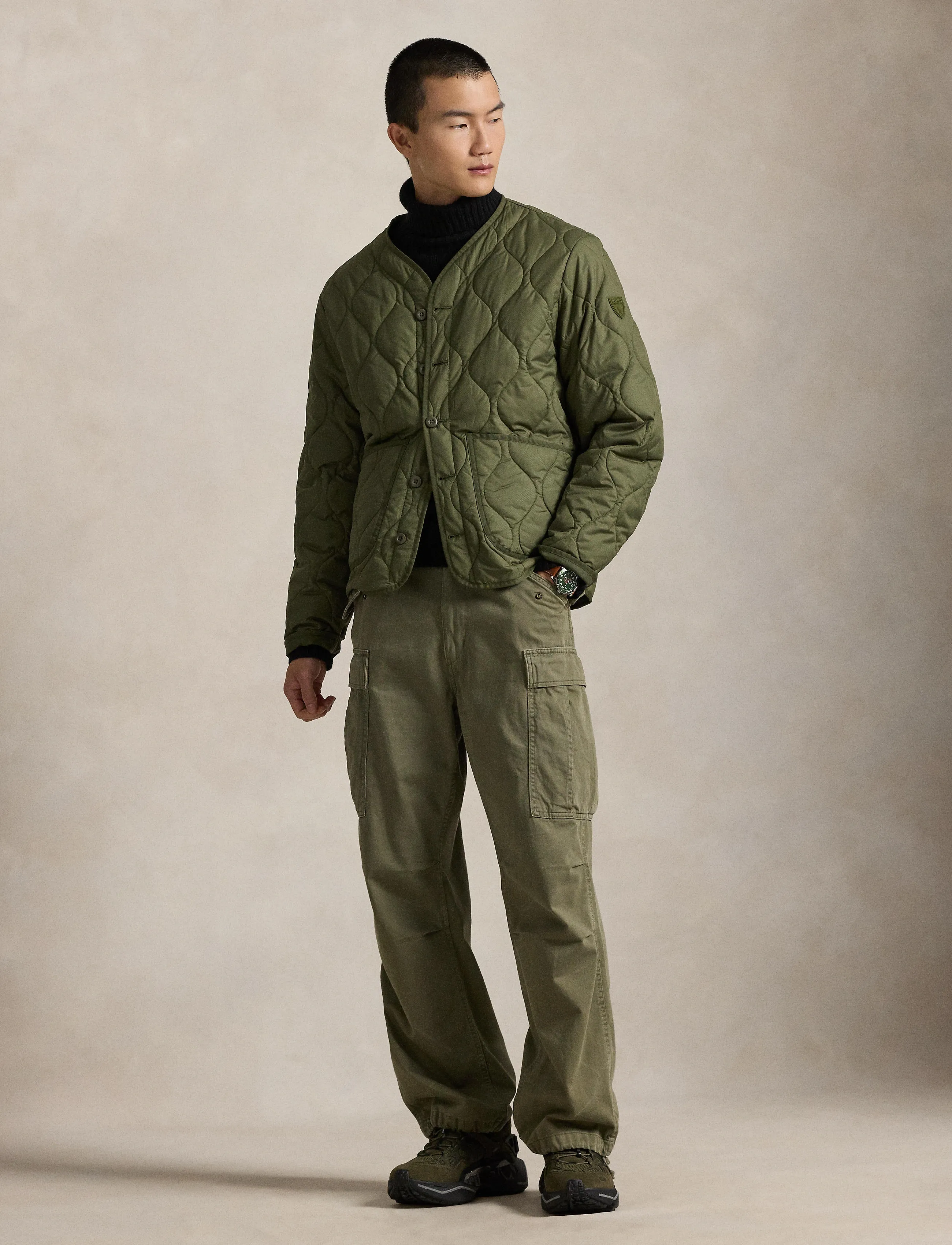 Polo Ralph Lauren Onion-Quilted Jacquard Jacket - Overtøj - NEW OLIVE X / khaki/green