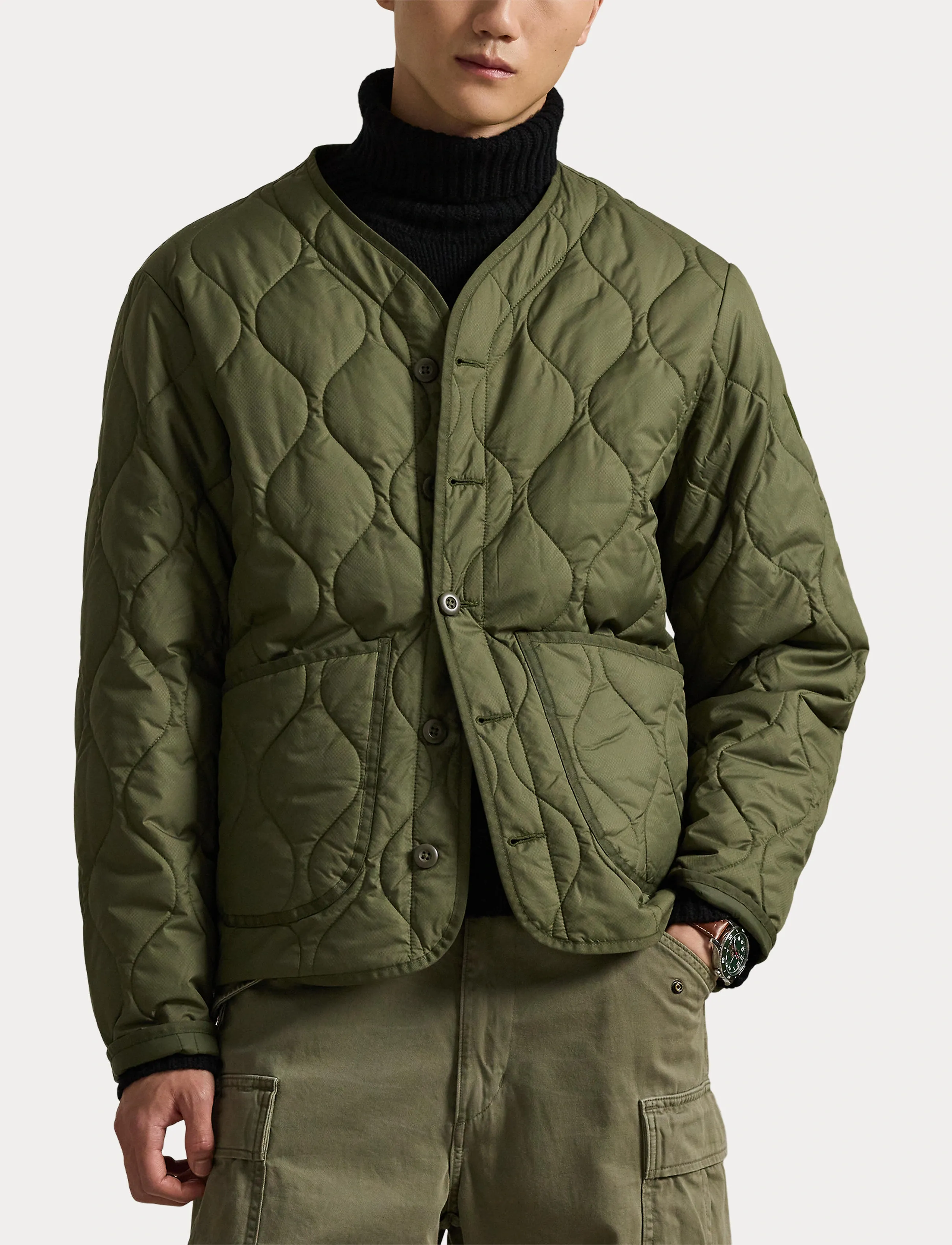 Polo Ralph Lauren - Onion-Quilted Jacquard Jacket - pikowana - new olive x - 5