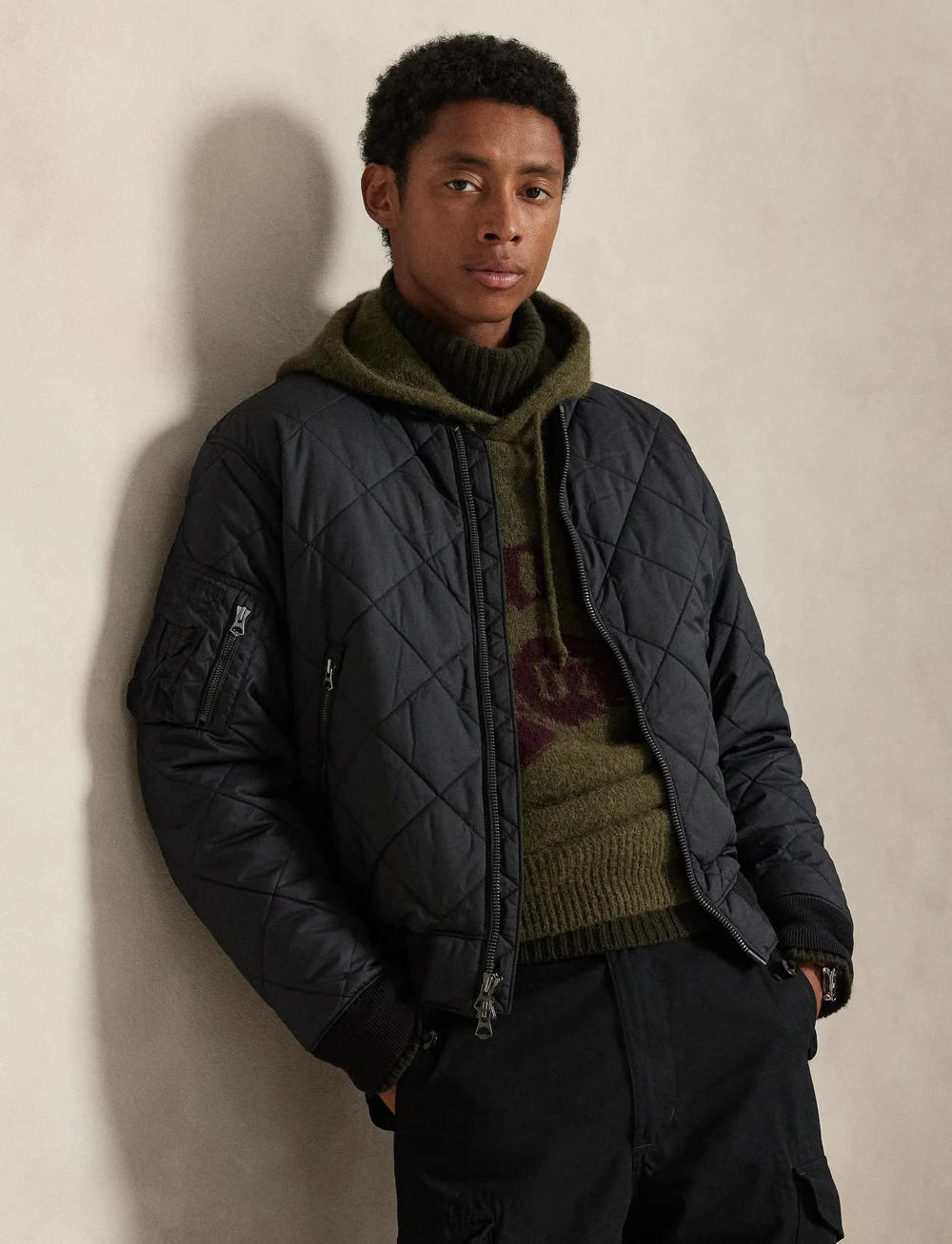 Polo Ralph Lauren - Quilted Jacquard Bomber Jacket - tepitud jakid - polo black - 3