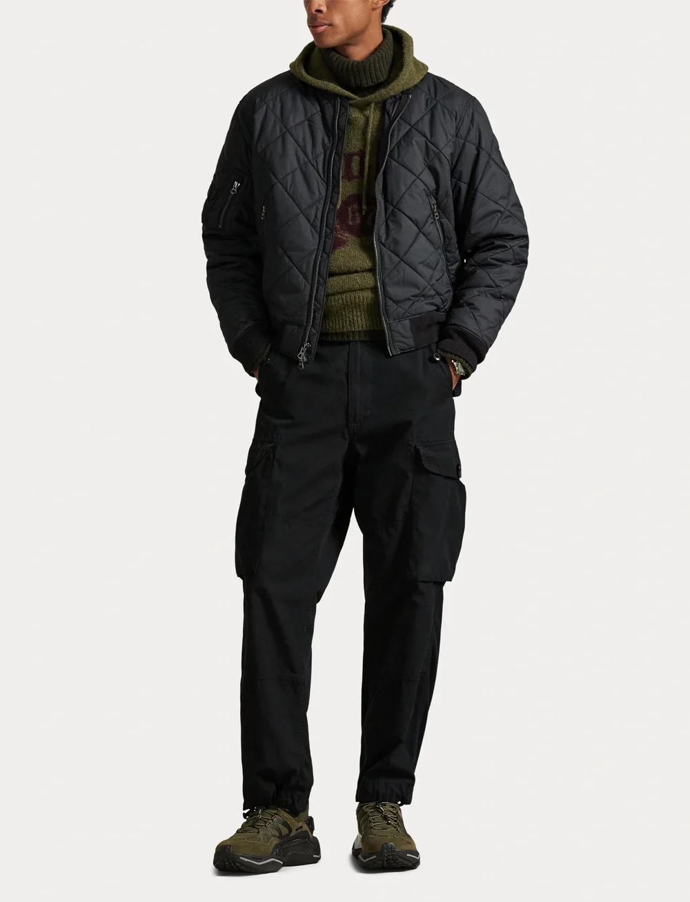 Polo Ralph Lauren - Quilted Jacquard Bomber Jacket - tepitud jakid - polo black - 4