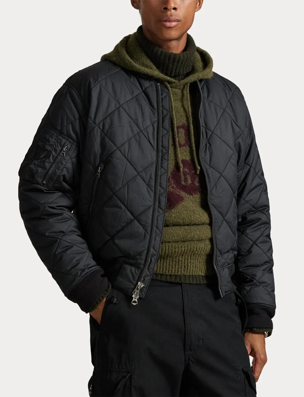 Polo Ralph Lauren - Quilted Jacquard Bomber Jacket - tepitud jakid - polo black - 5