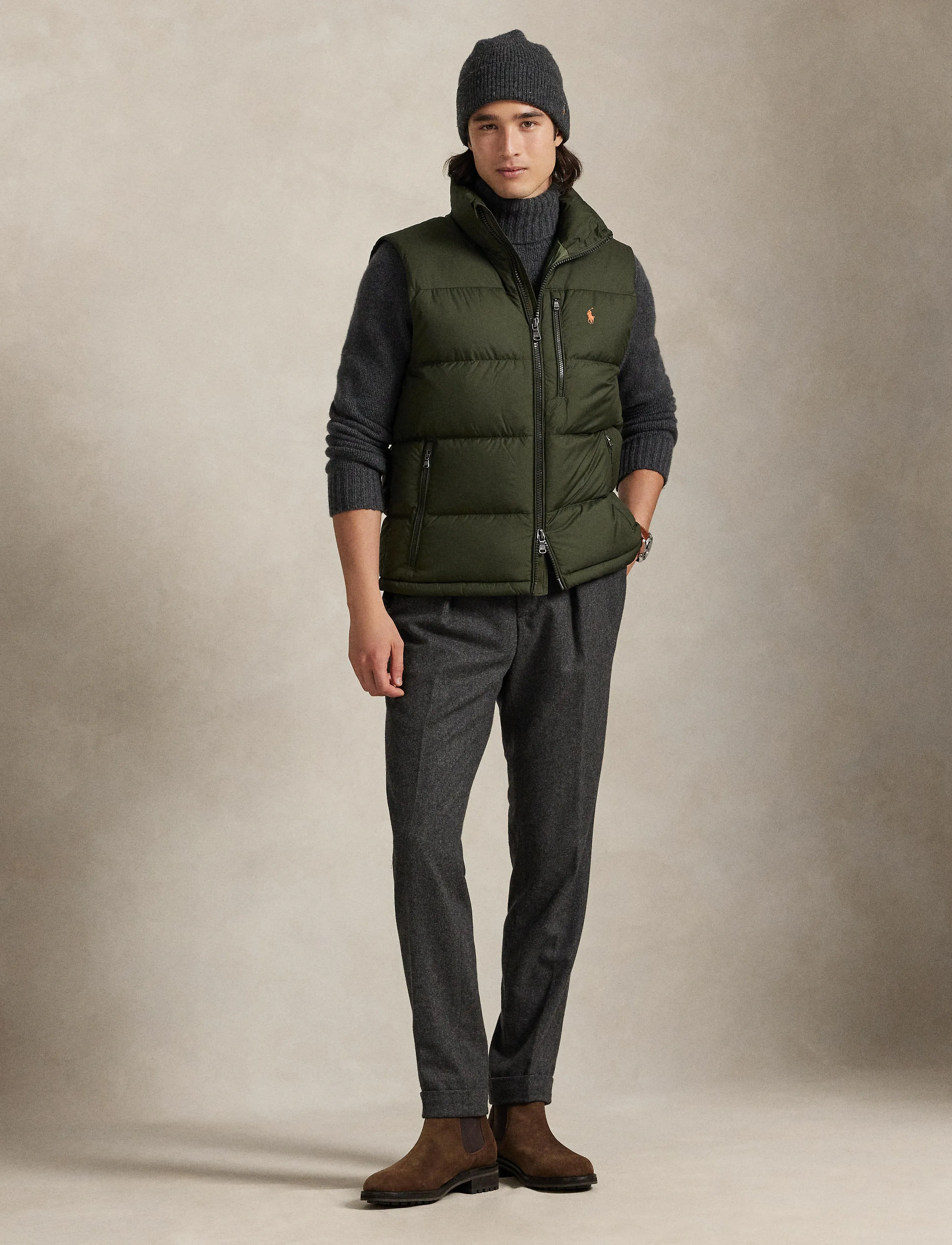 Polo Ralph Lauren The Gorham Down Vest, S, Designer, Khakigrün - Westen, Männerswear