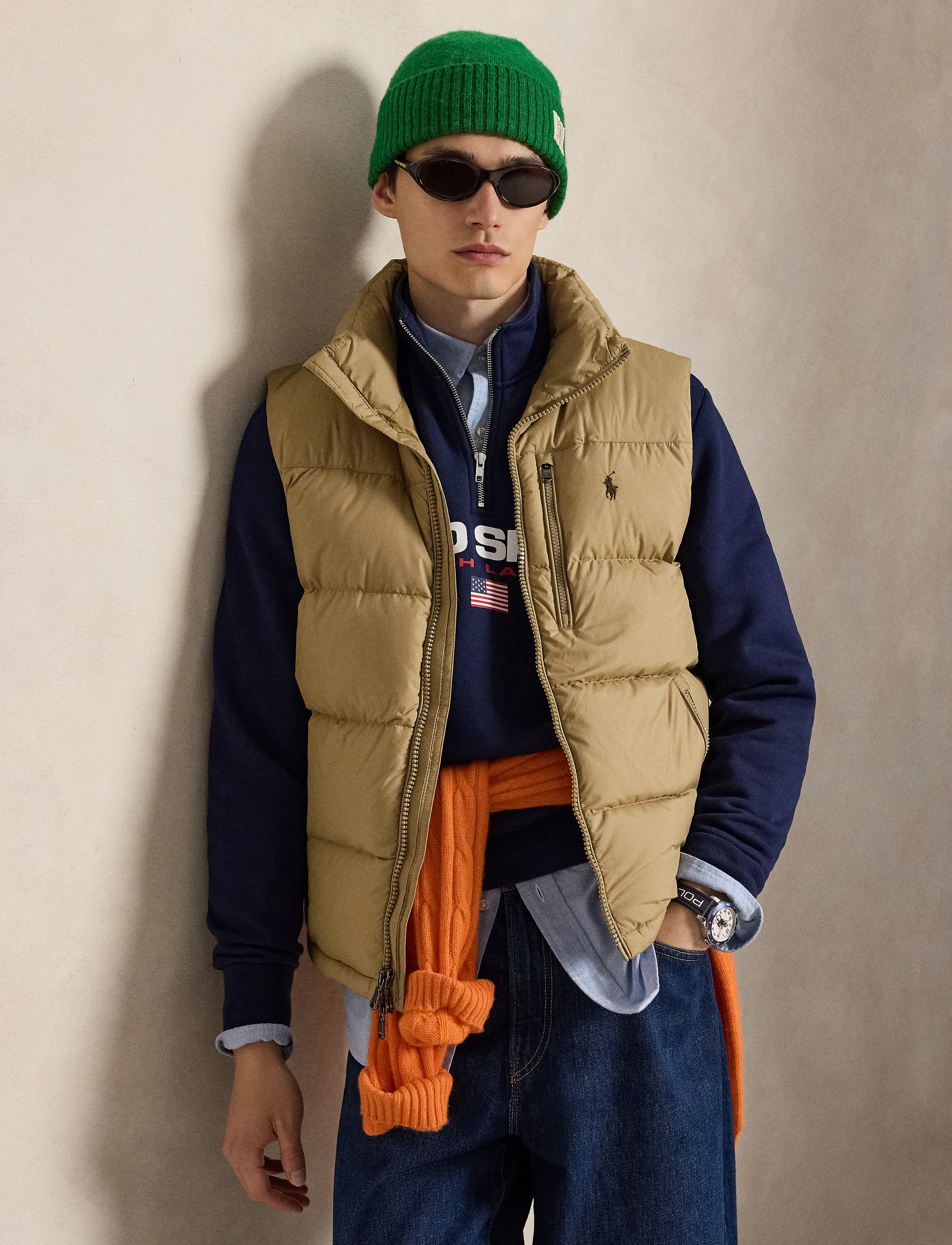 Polo Ralph Lauren The Gorham Down Vest - Ytterkläder - DESERT KHAKI / beige