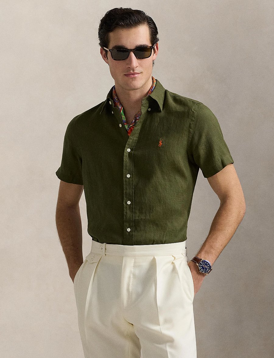 Polo Ralph Lauren - Custom Fit Linen Shirt - hörskyrtur - new olive - 3