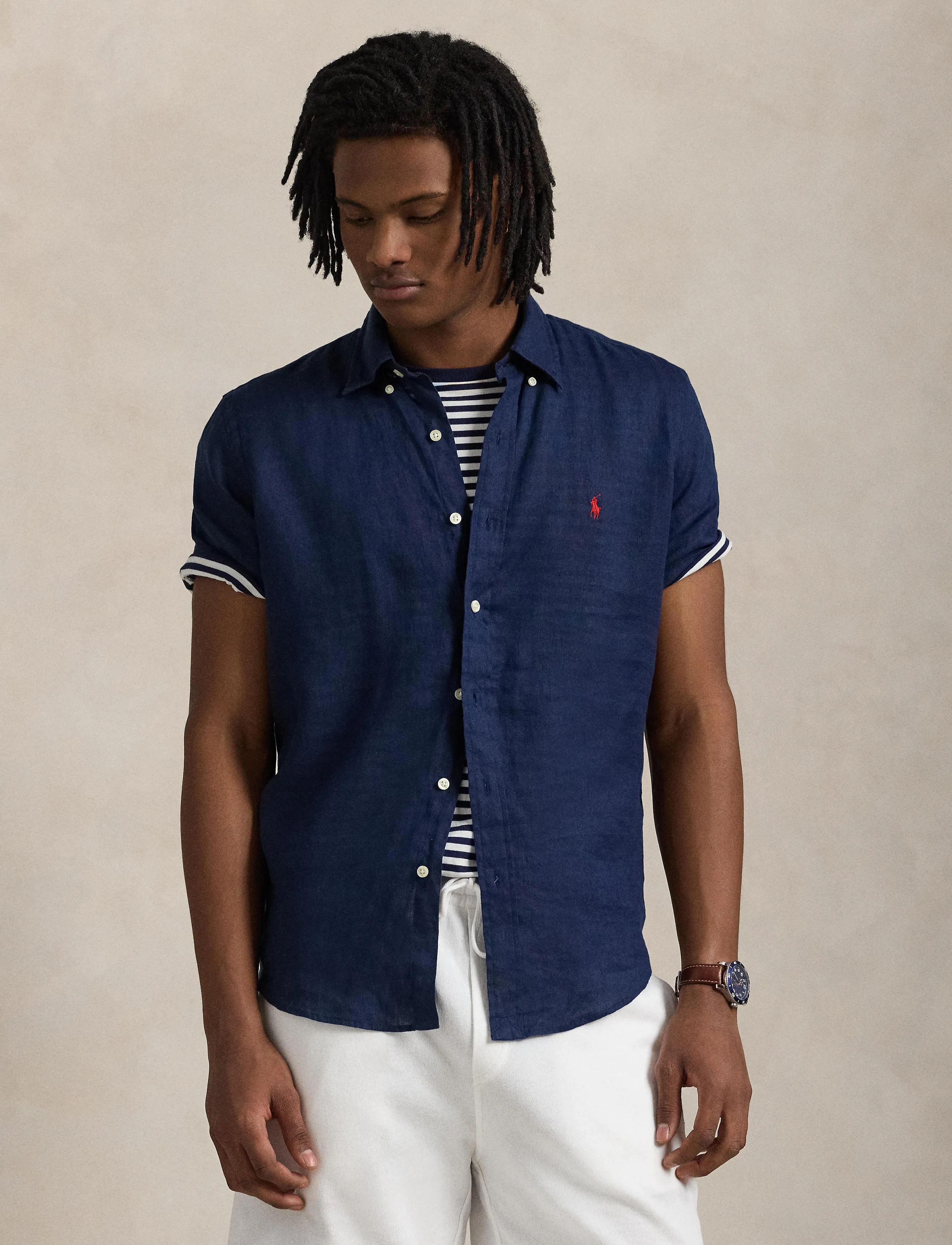 Polo Ralph Lauren - Custom Fit Linen Shirt - hörskyrtur - newport navy - 3