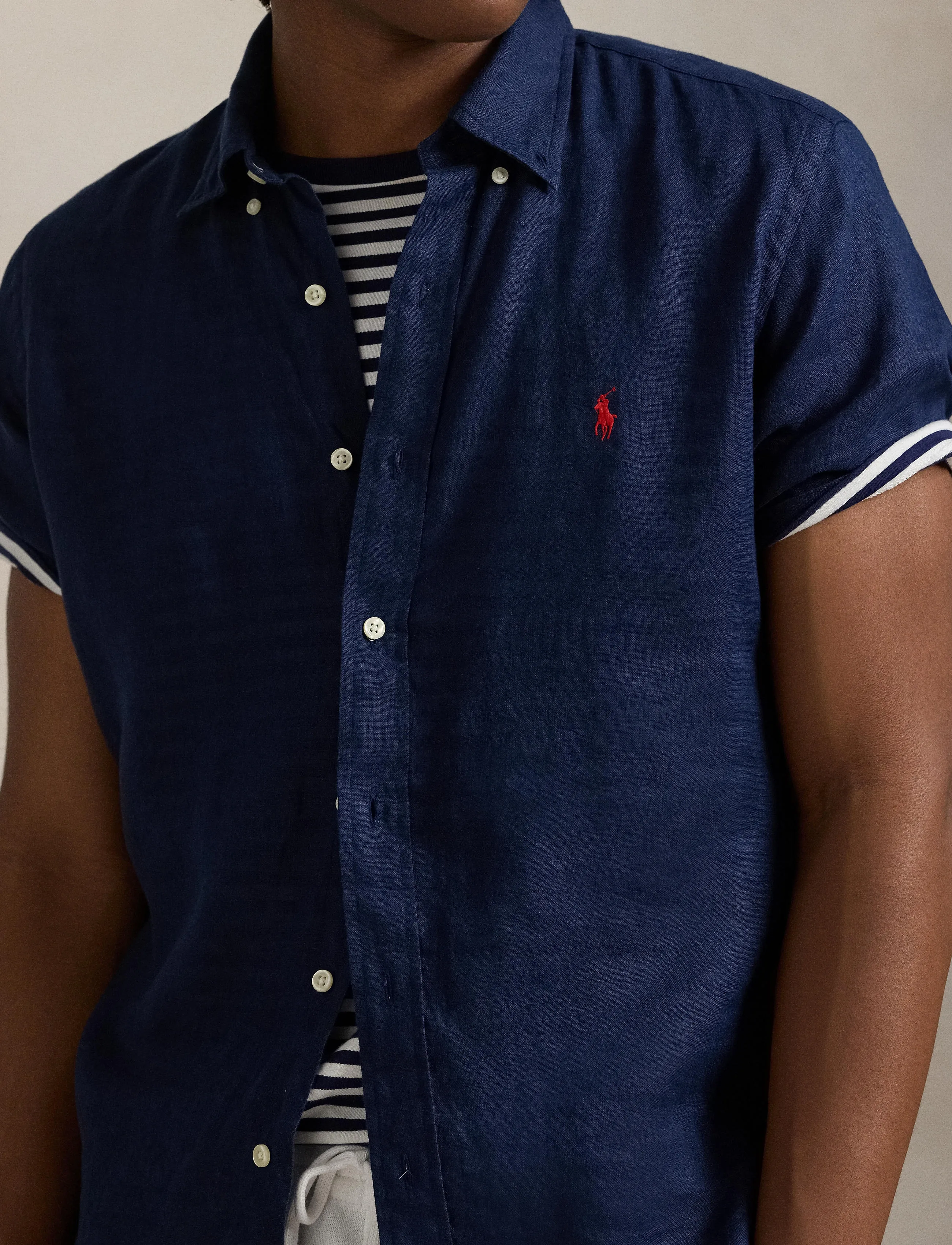 Polo Ralph Lauren - Custom Fit Linen Shirt - hörskyrtur - newport navy - 4