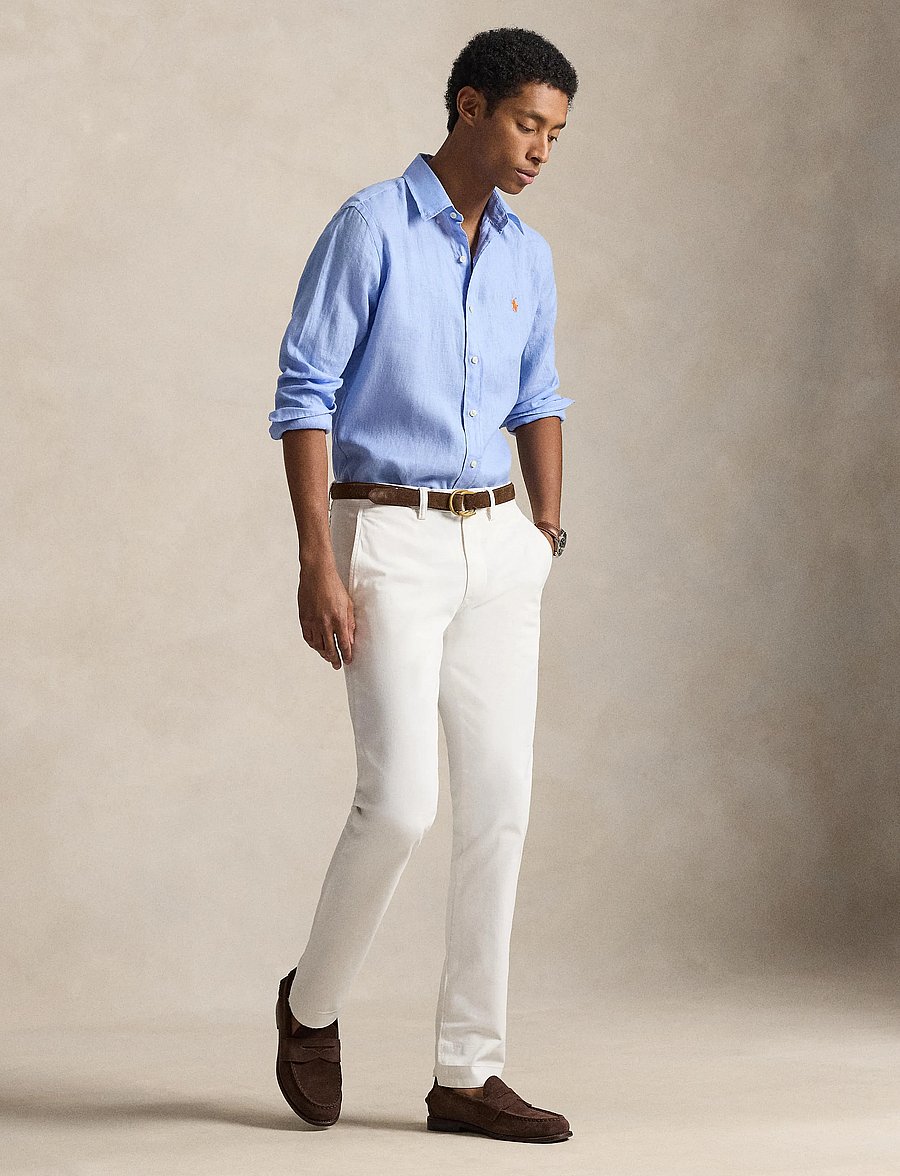 Polo Ralph Lauren - Slim Fit Linen Shirt - hørskjorter - austin blue - 0